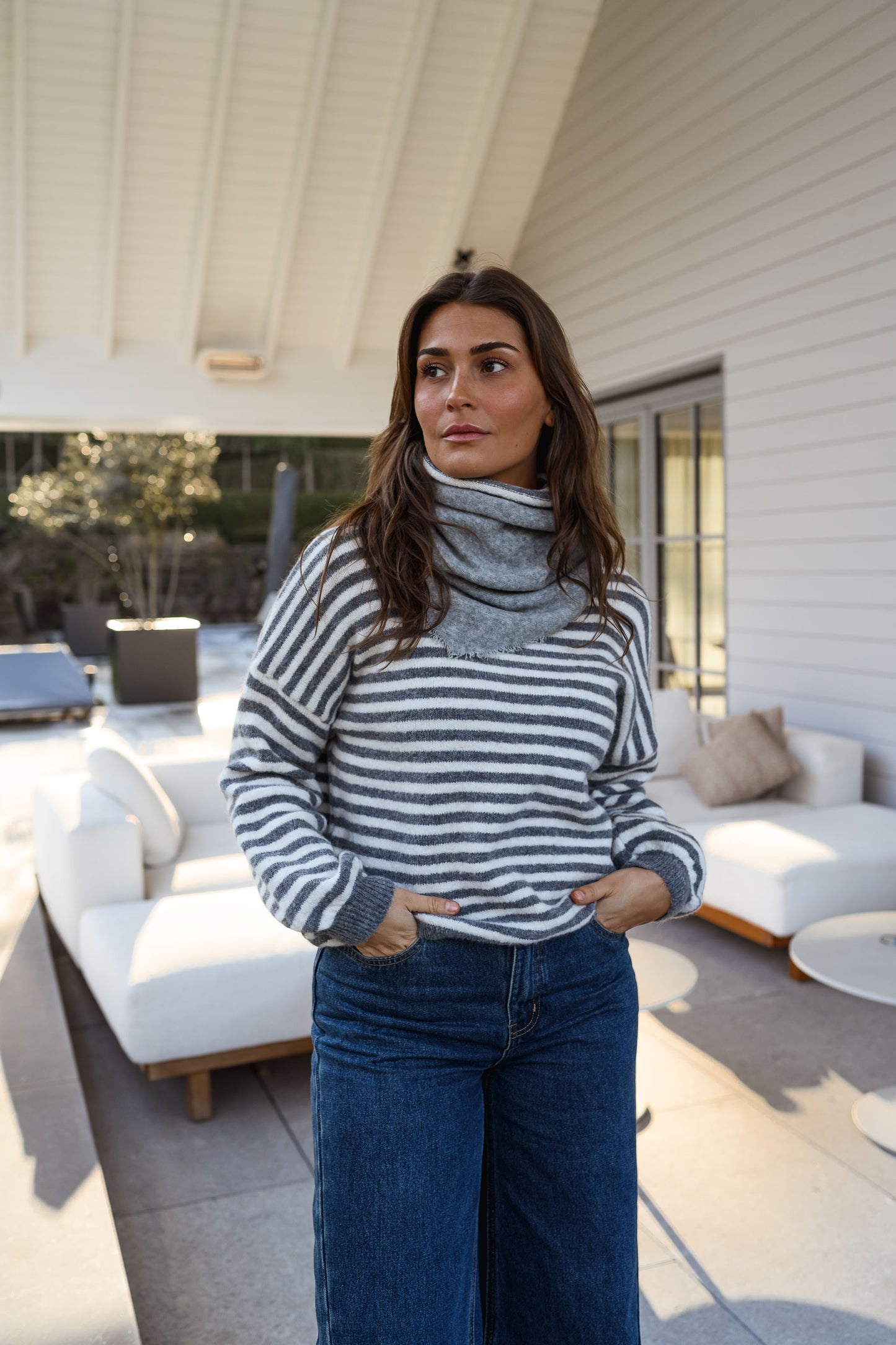 Grey and Ecru Penelope Sweater