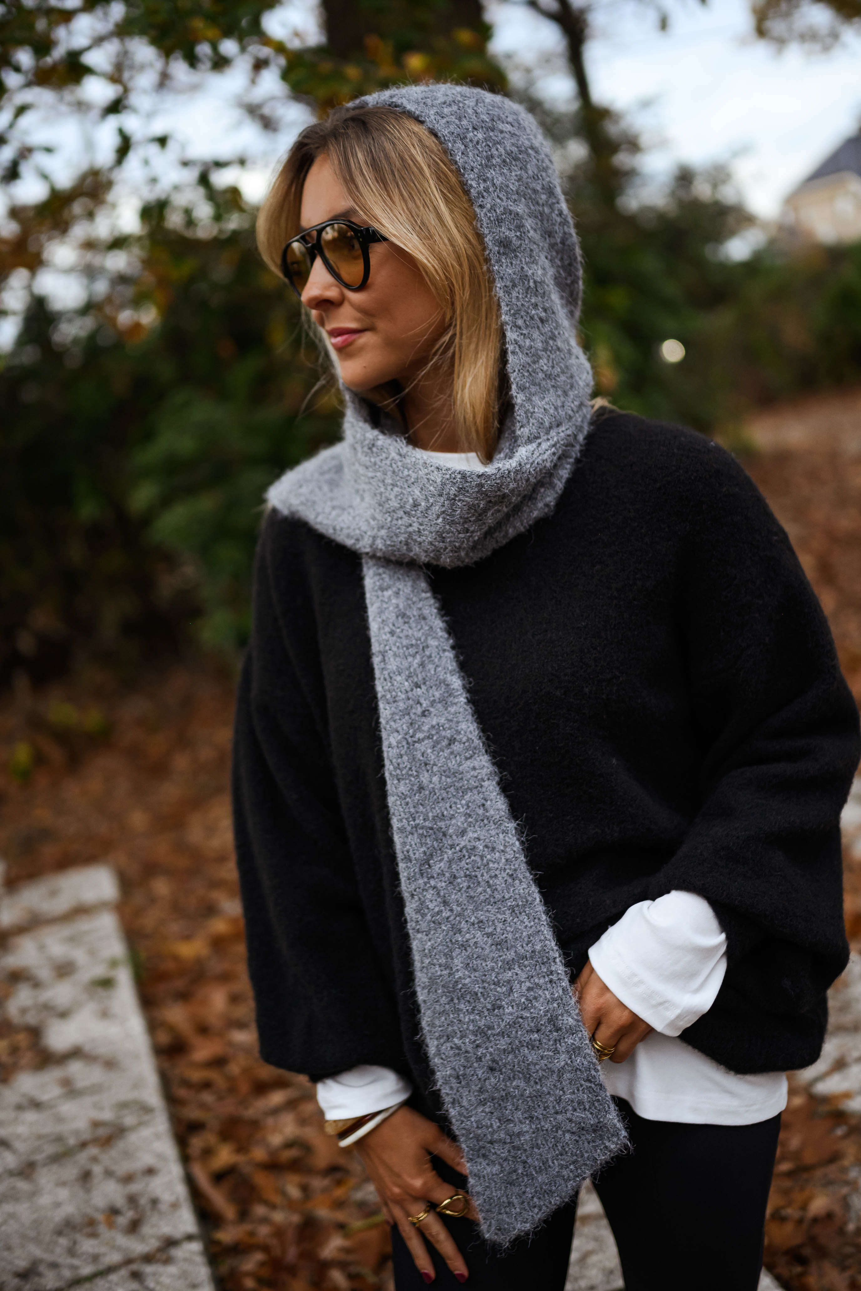 Grey Hooded Giada Scarf