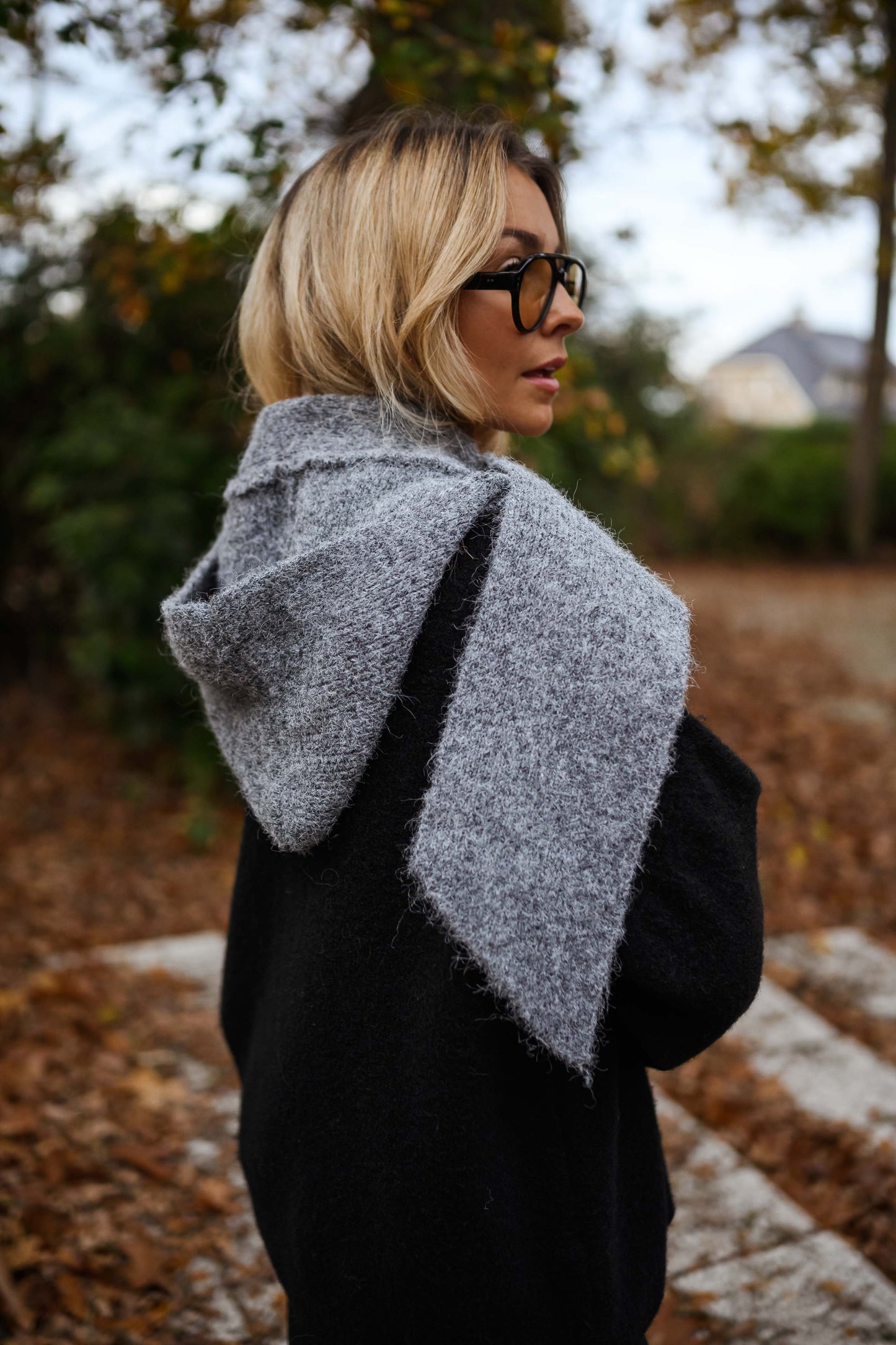Grey Hooded Giada Scarf