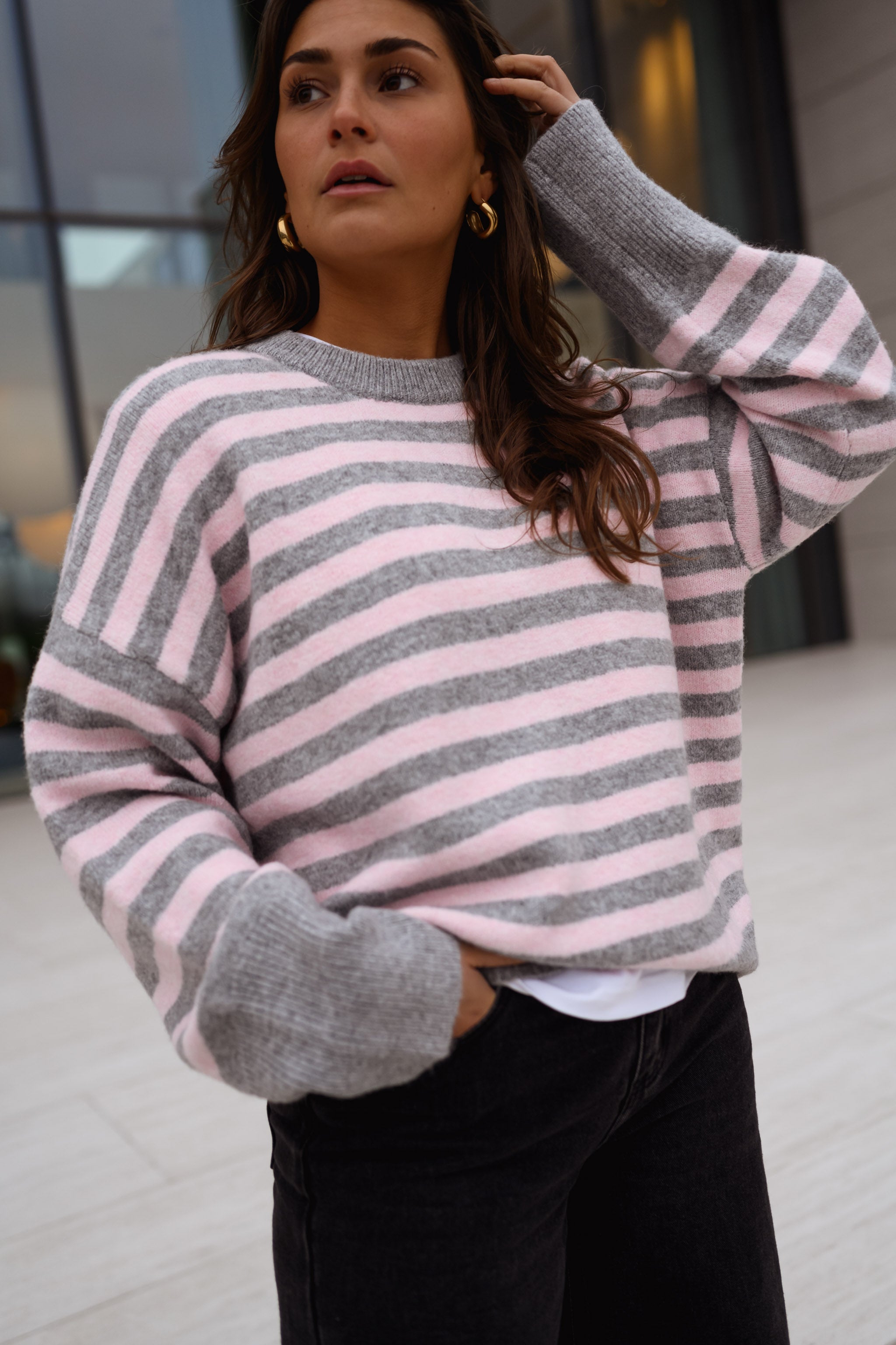Grey and Pink Emilie Sweater