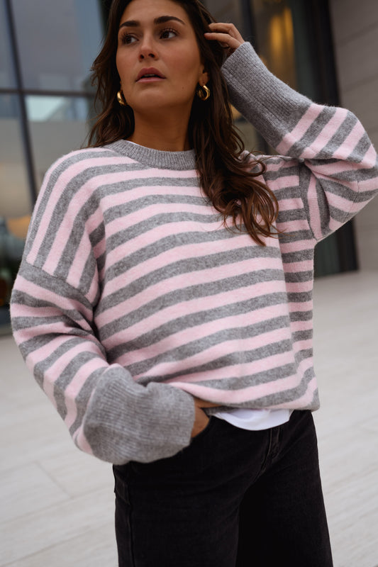 Grey and Pink Emilie Sweater