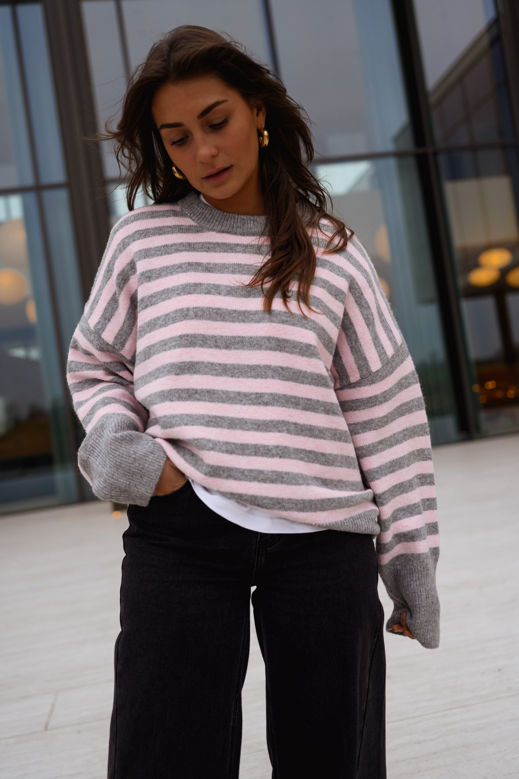 Grey and Pink Emilie Sweater