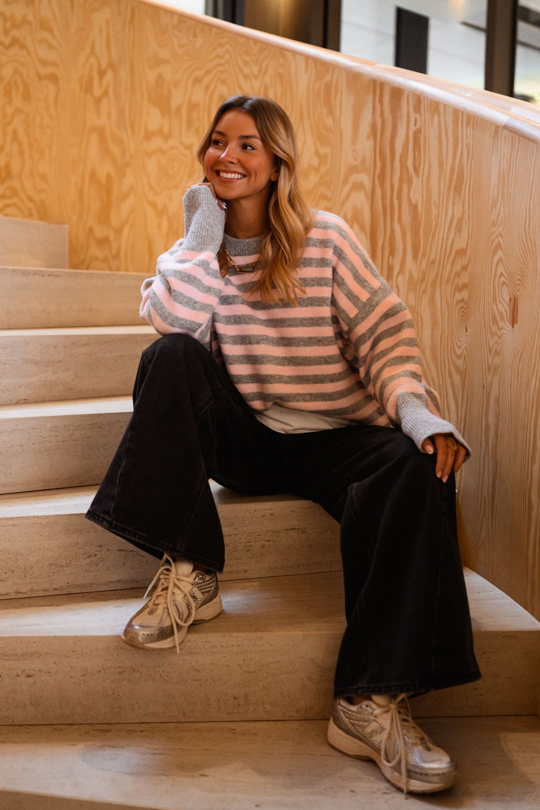 Grey and Pink Emilie Sweater