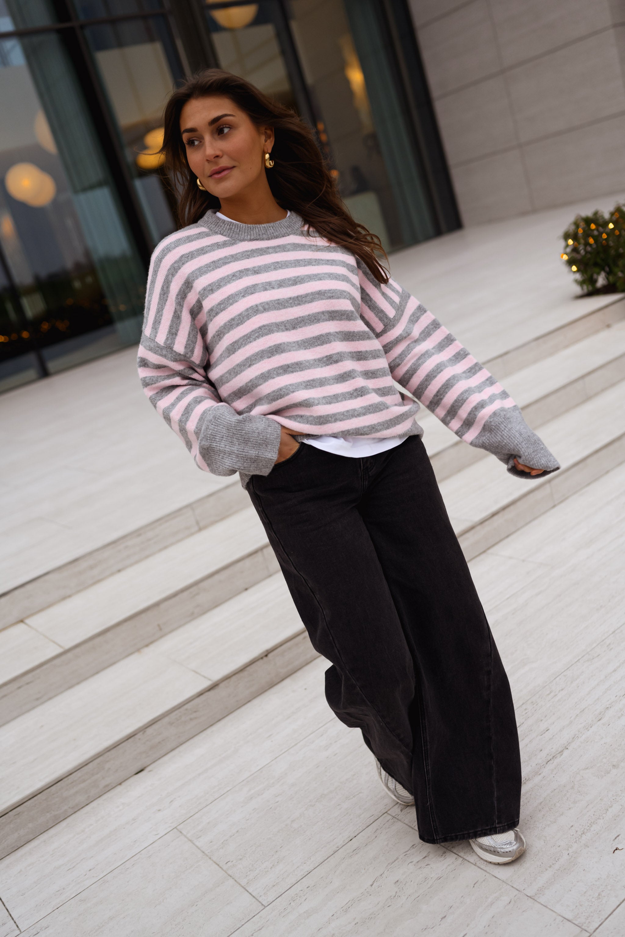 Grey and Pink Emilie Sweater