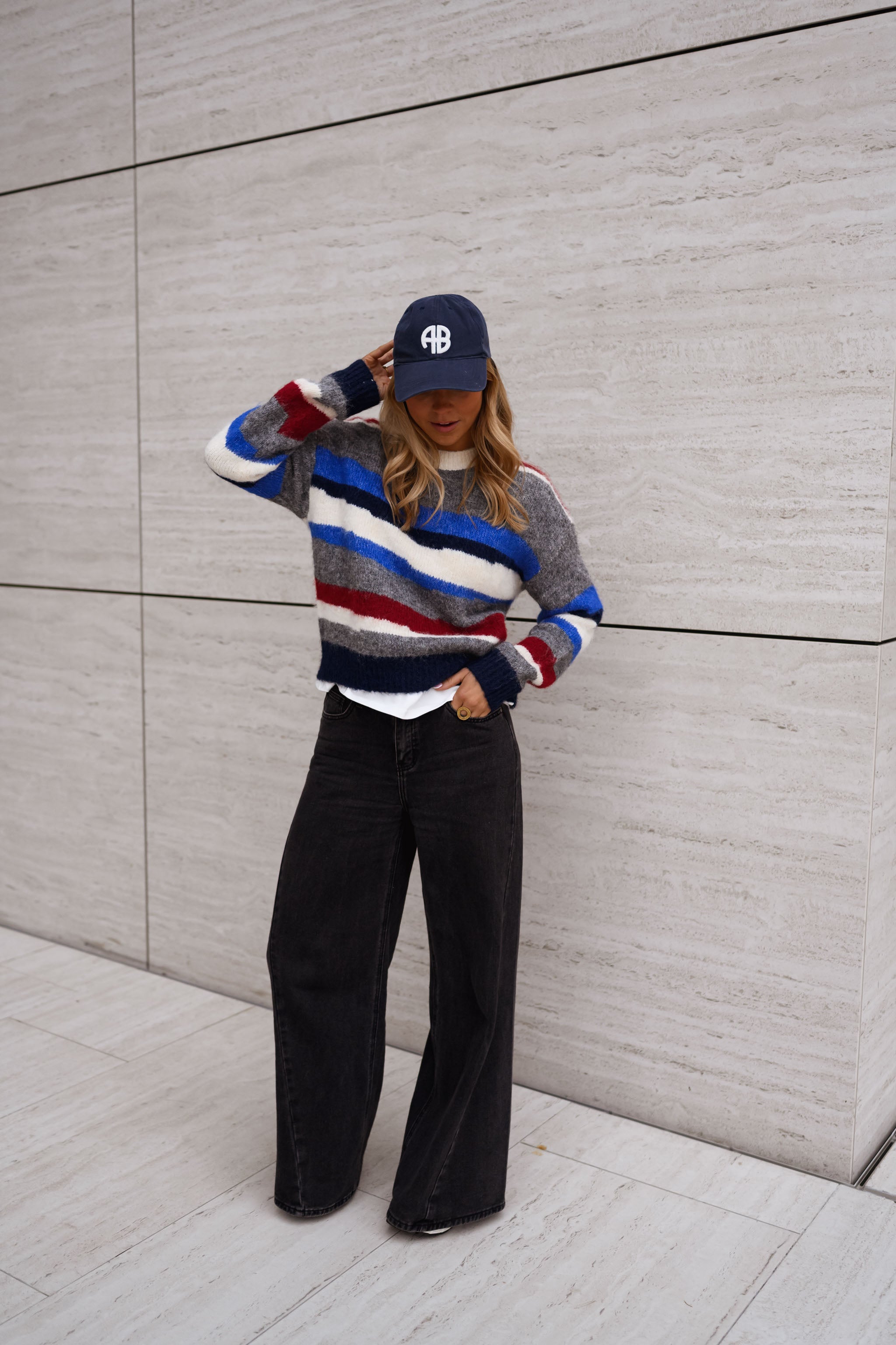 Grey Striped Eilis Sweater