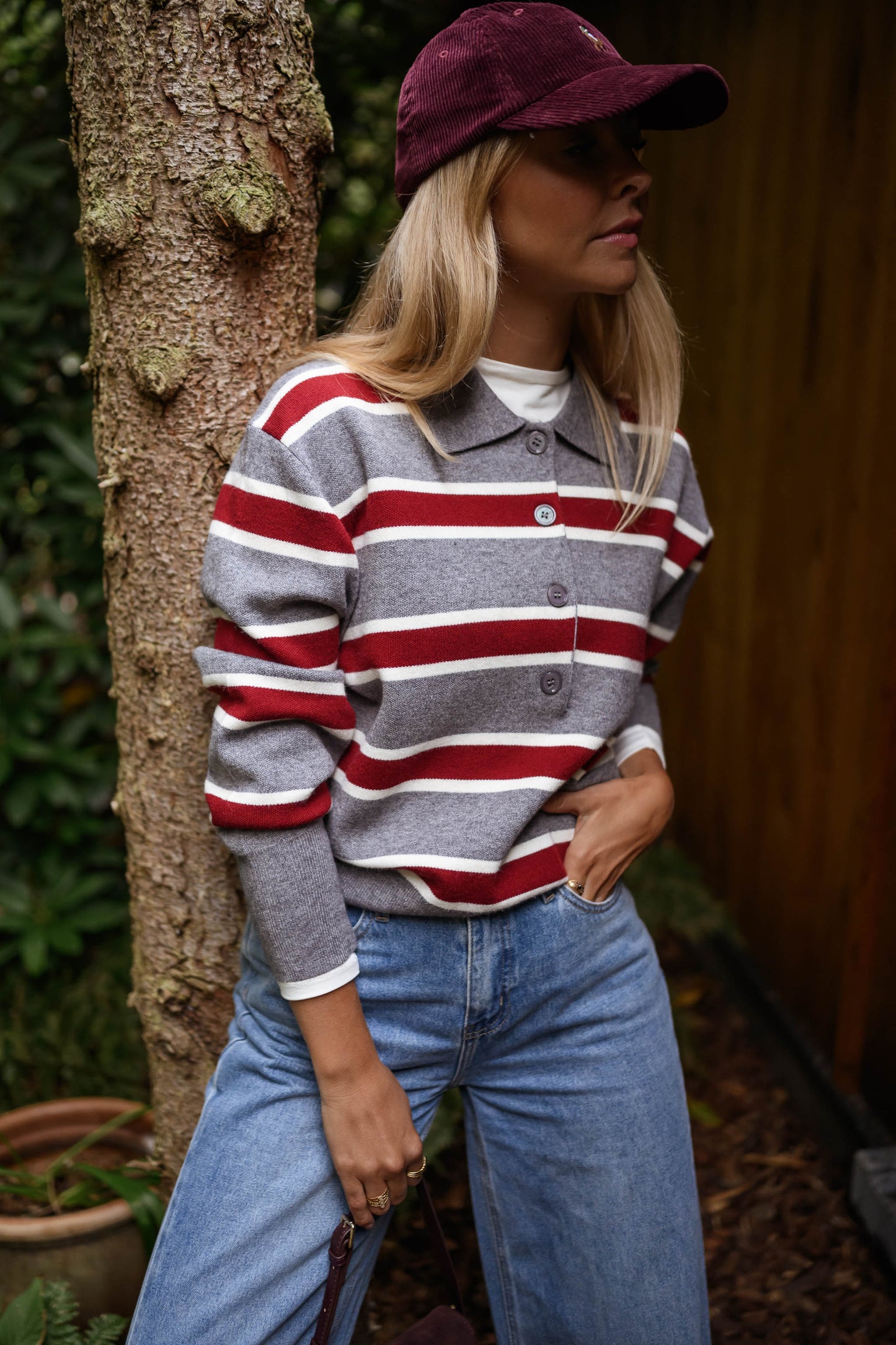 Grey Striped Moha Sweater