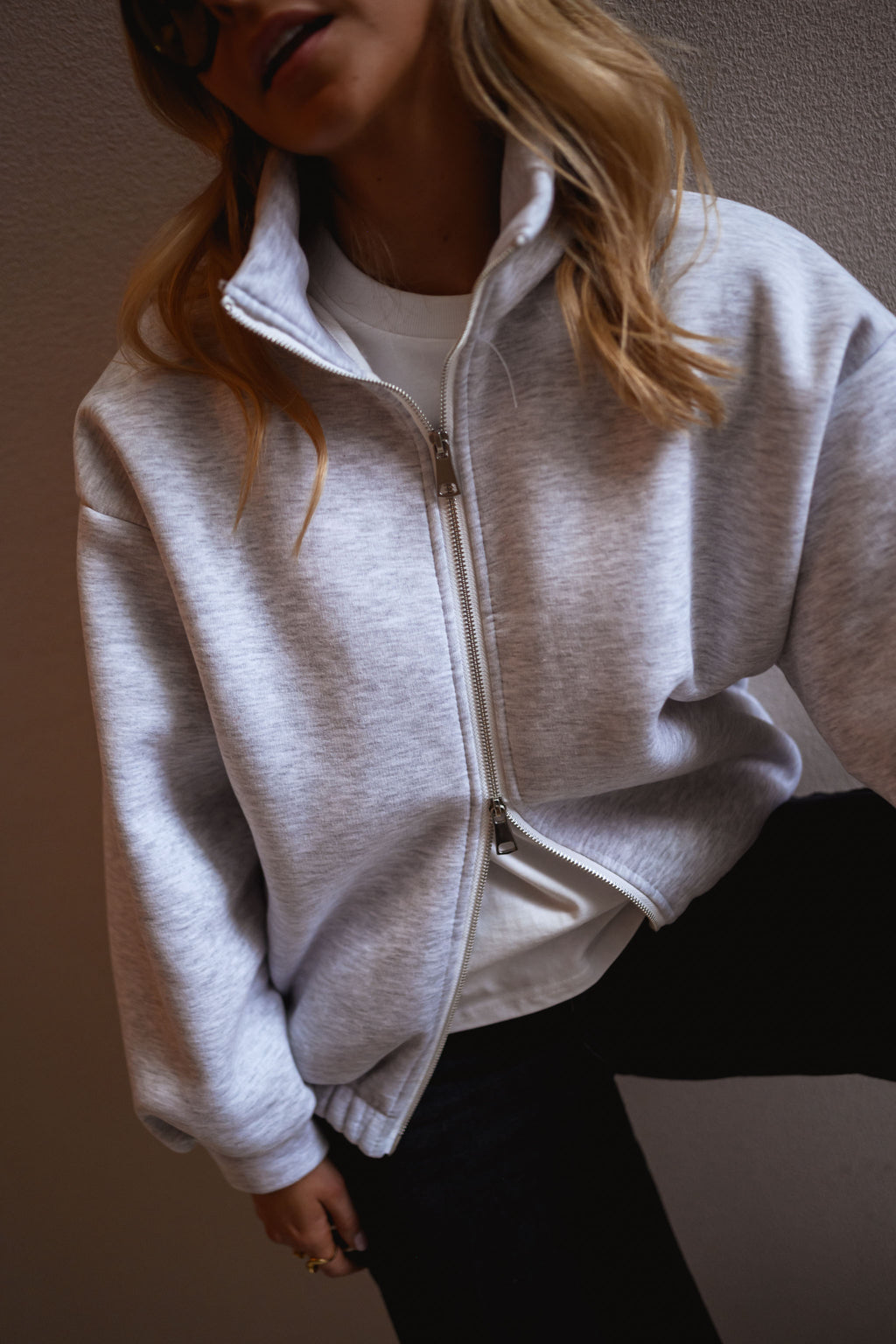 Grey Suzie Zip-Up Sweat Cardigan | Easy Clothes