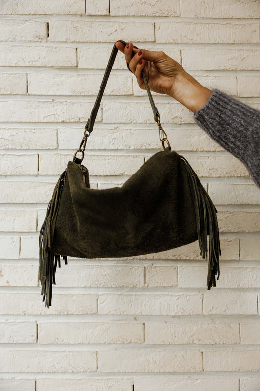 Khaki Fringed Kasia Bag