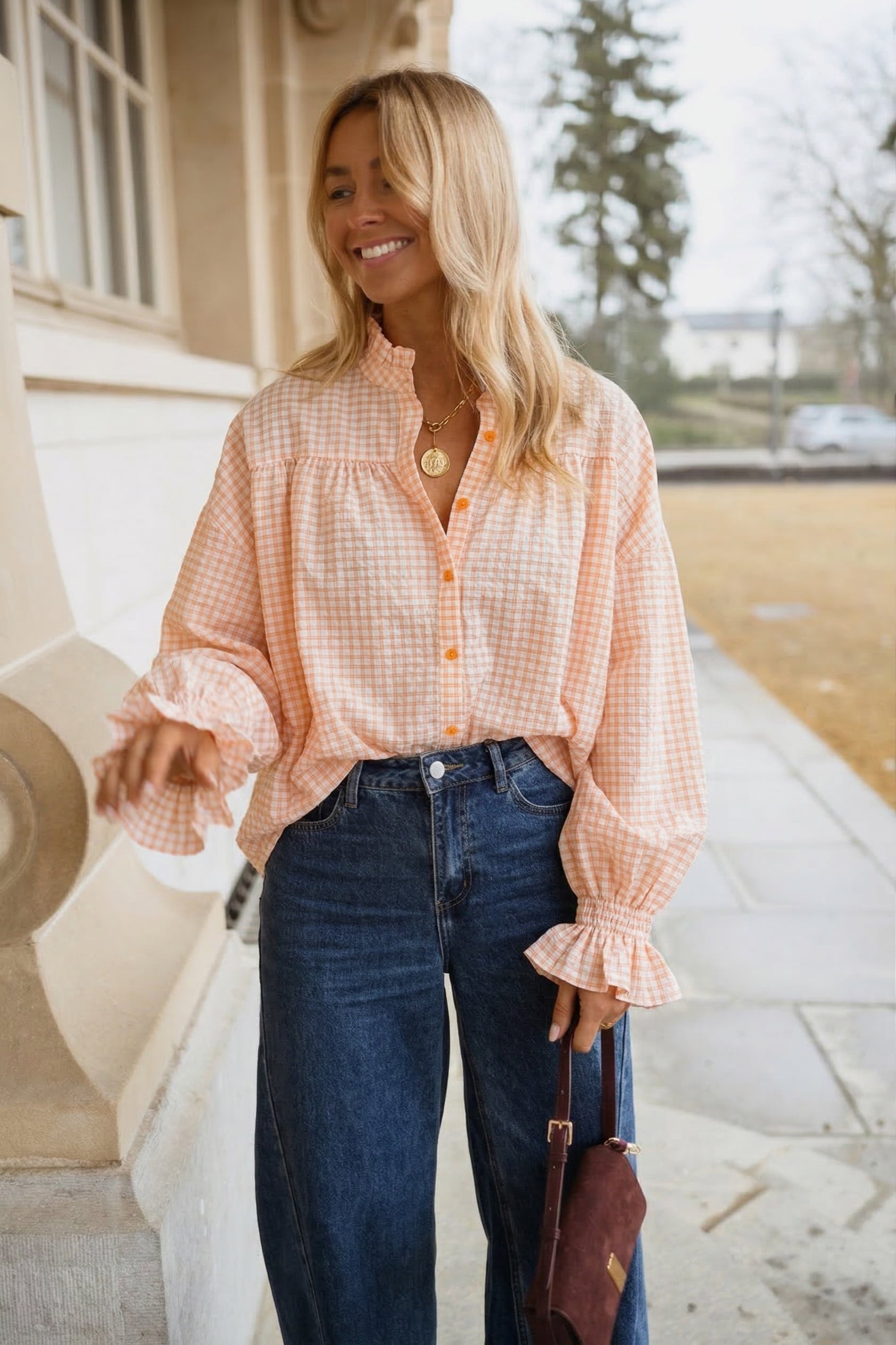 Orange and Ecru Siana Shirt