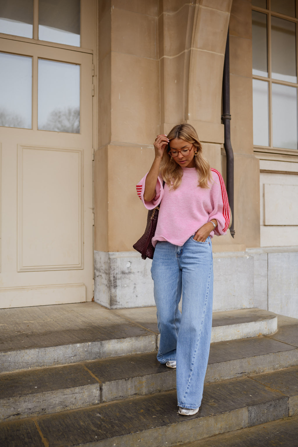 Pink Larry Striped-Sleeve Sweater | Easy Clothes | Easy Clothes North ...