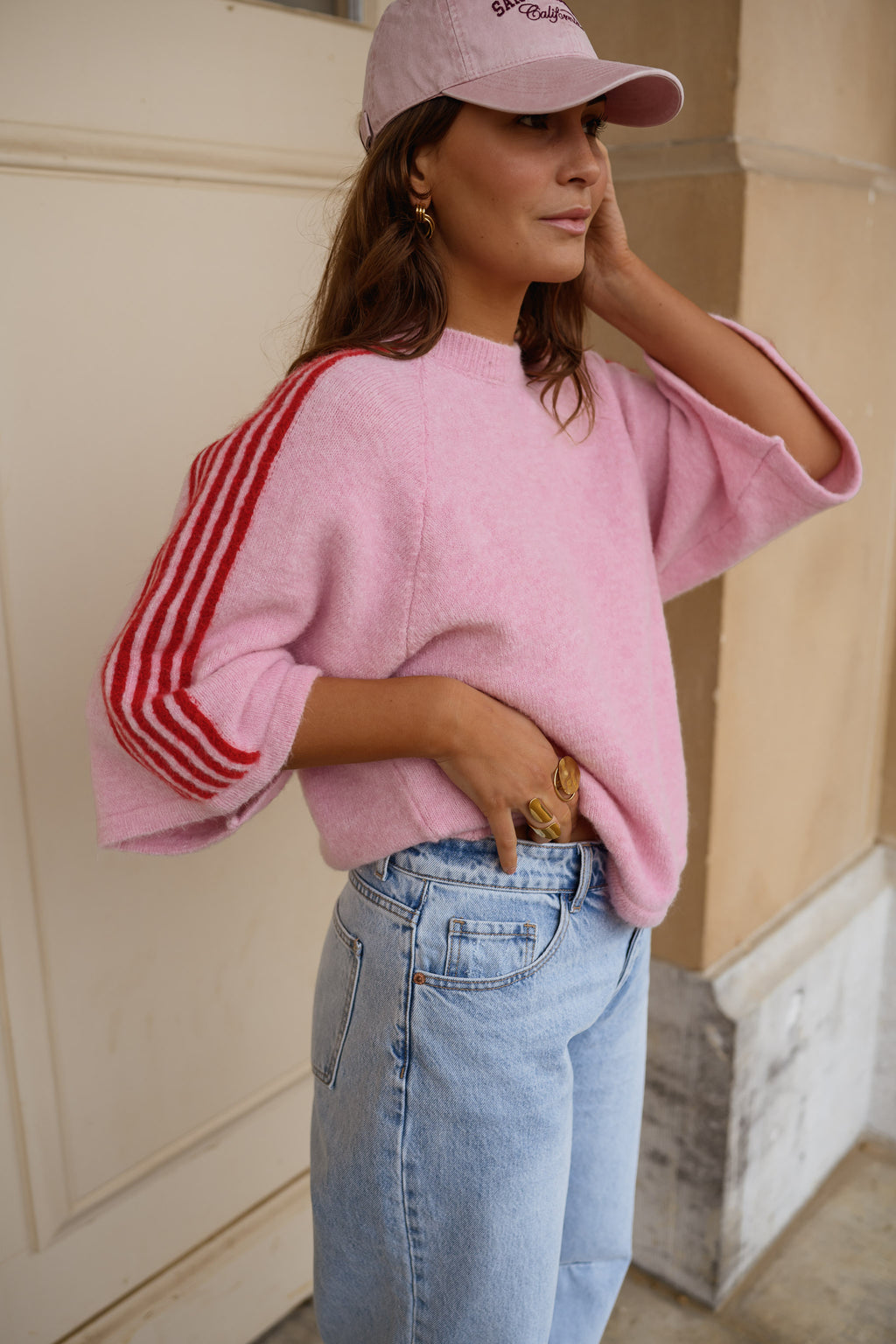 Pink Larry Striped-Sleeve Sweater | Easy Clothes | Easy Clothes North ...