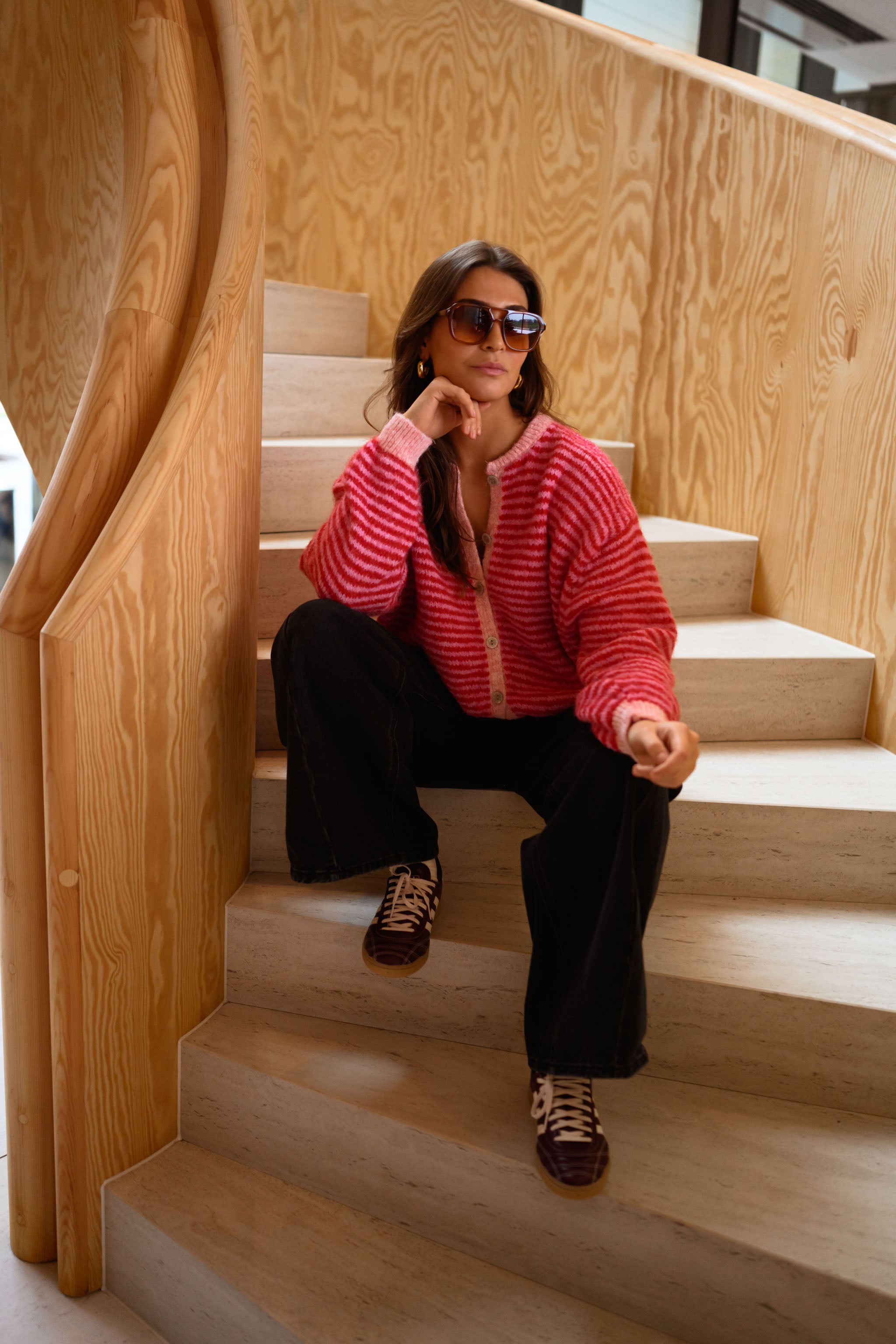 Pink and Red Striped Glad Cardigan