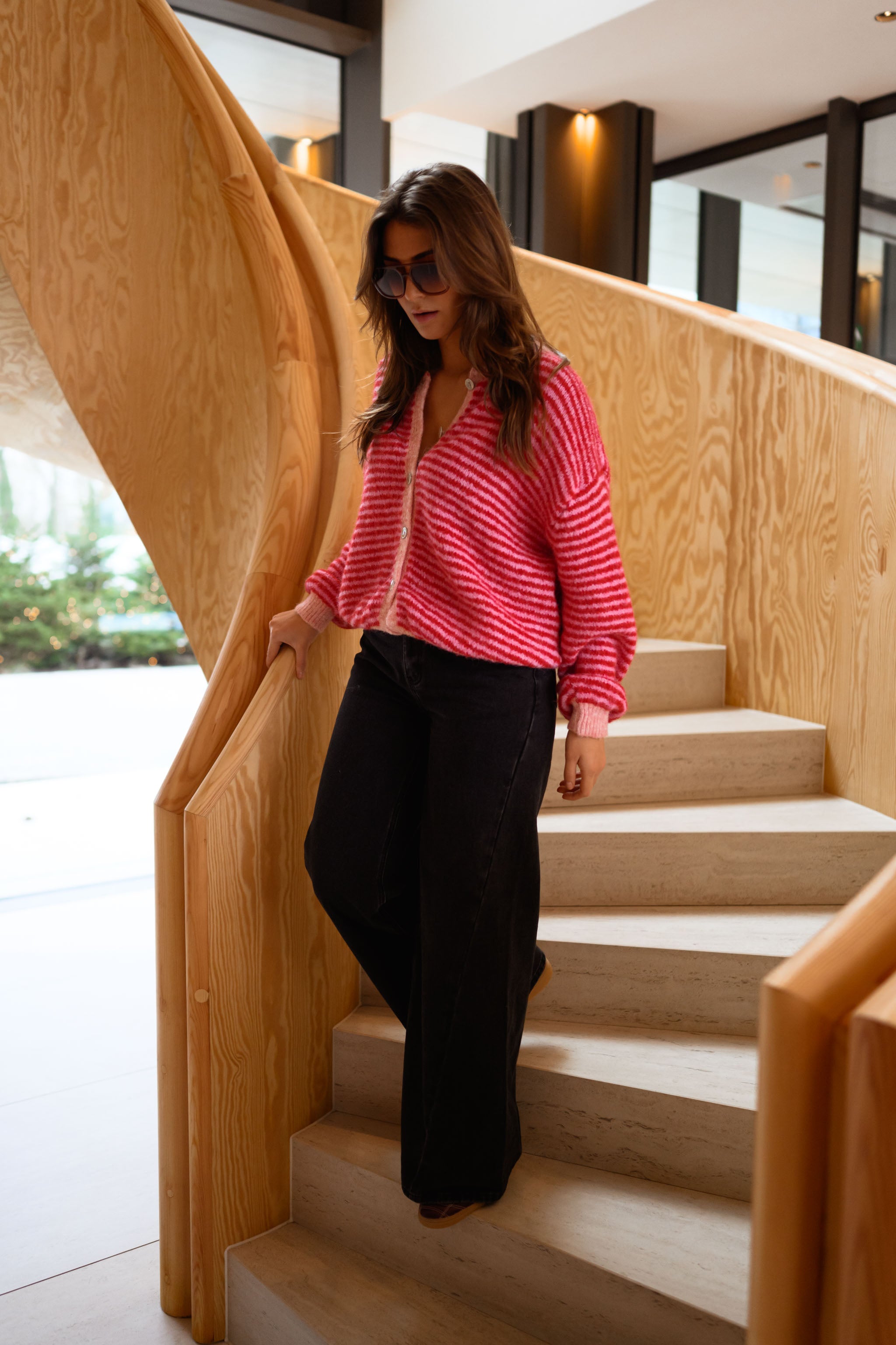 Pink and Red Striped Glad Cardigan