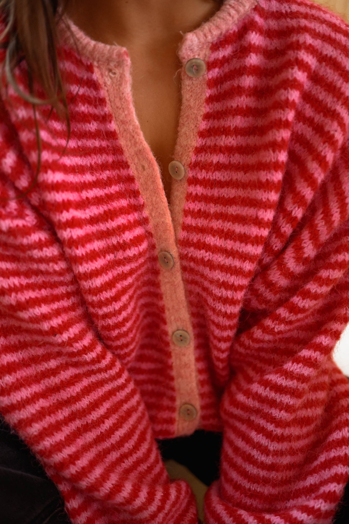 Pink and Red Striped Glad Cardigan