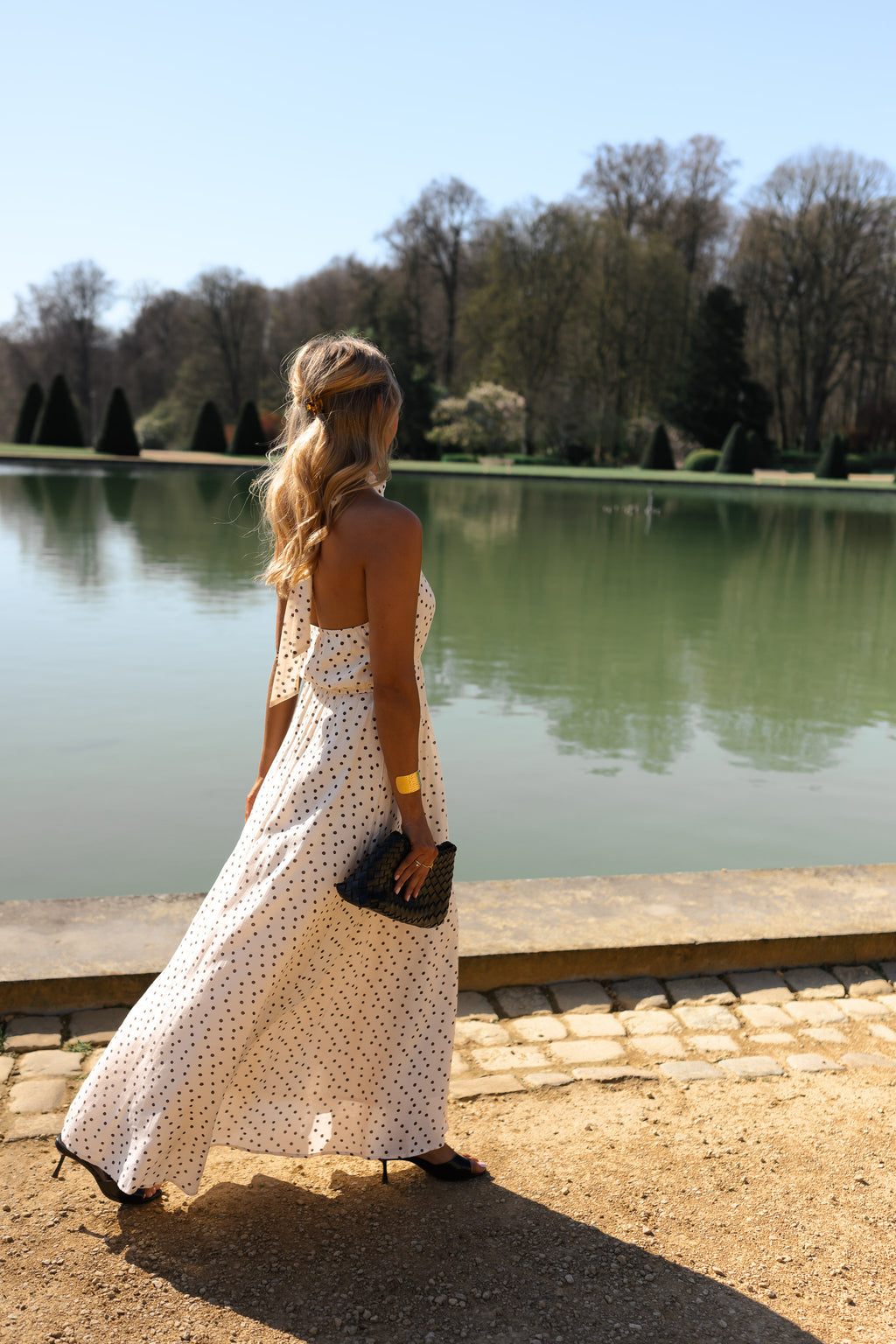 polka dot backless dress Polka Dot Halter Backless White Mini Dress