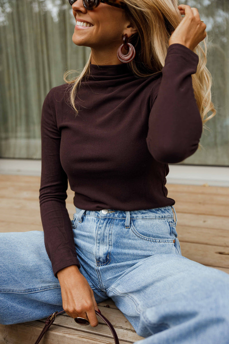 Dark Purple Debra Turtleneck Sweater