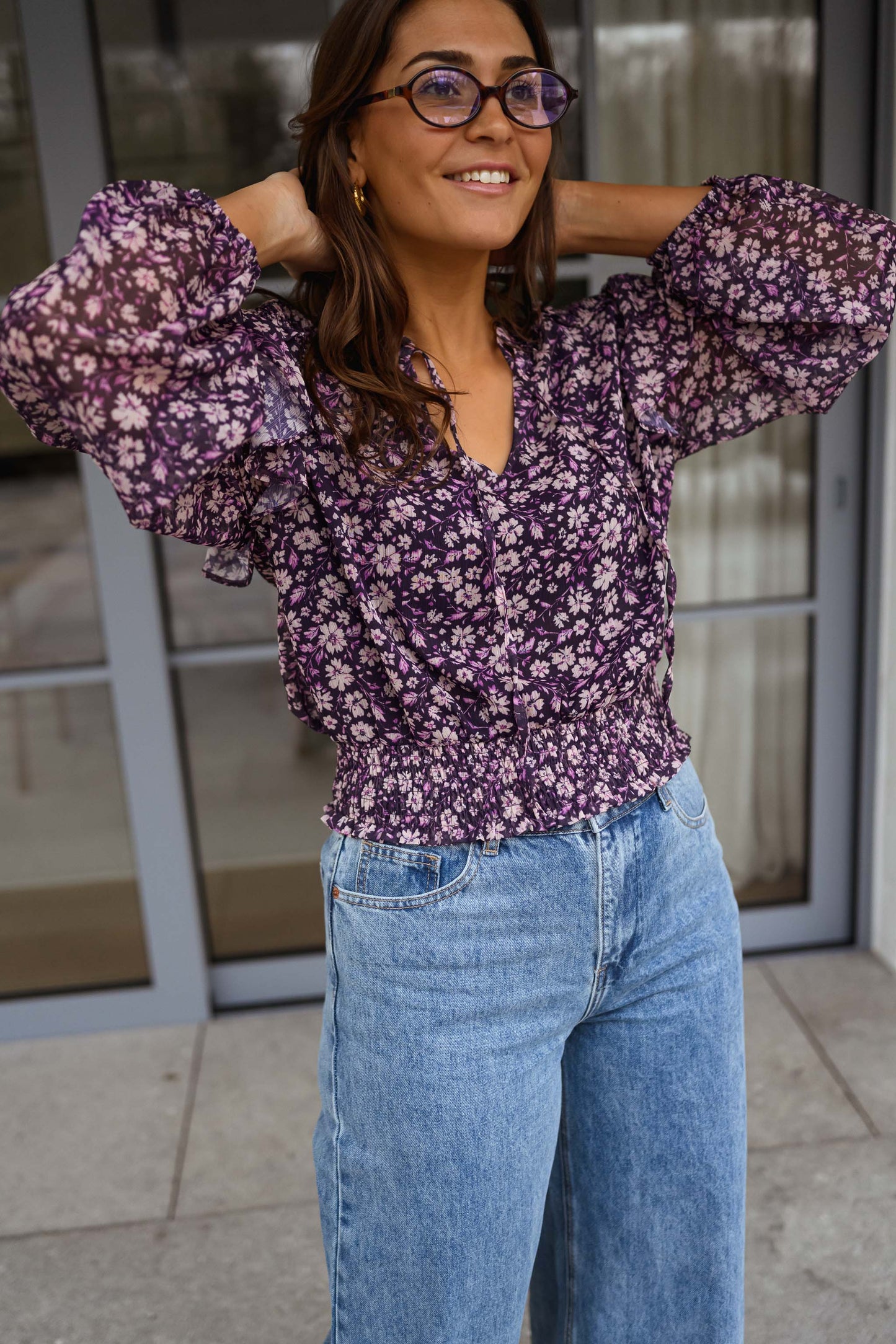 Purple Floral Elisabeth Blouse