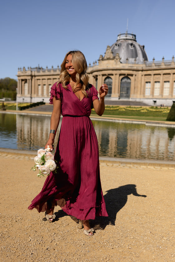 bridesmaid dress pink June Sweetheart Pink Lace Modest Bridesmaid main image 0
