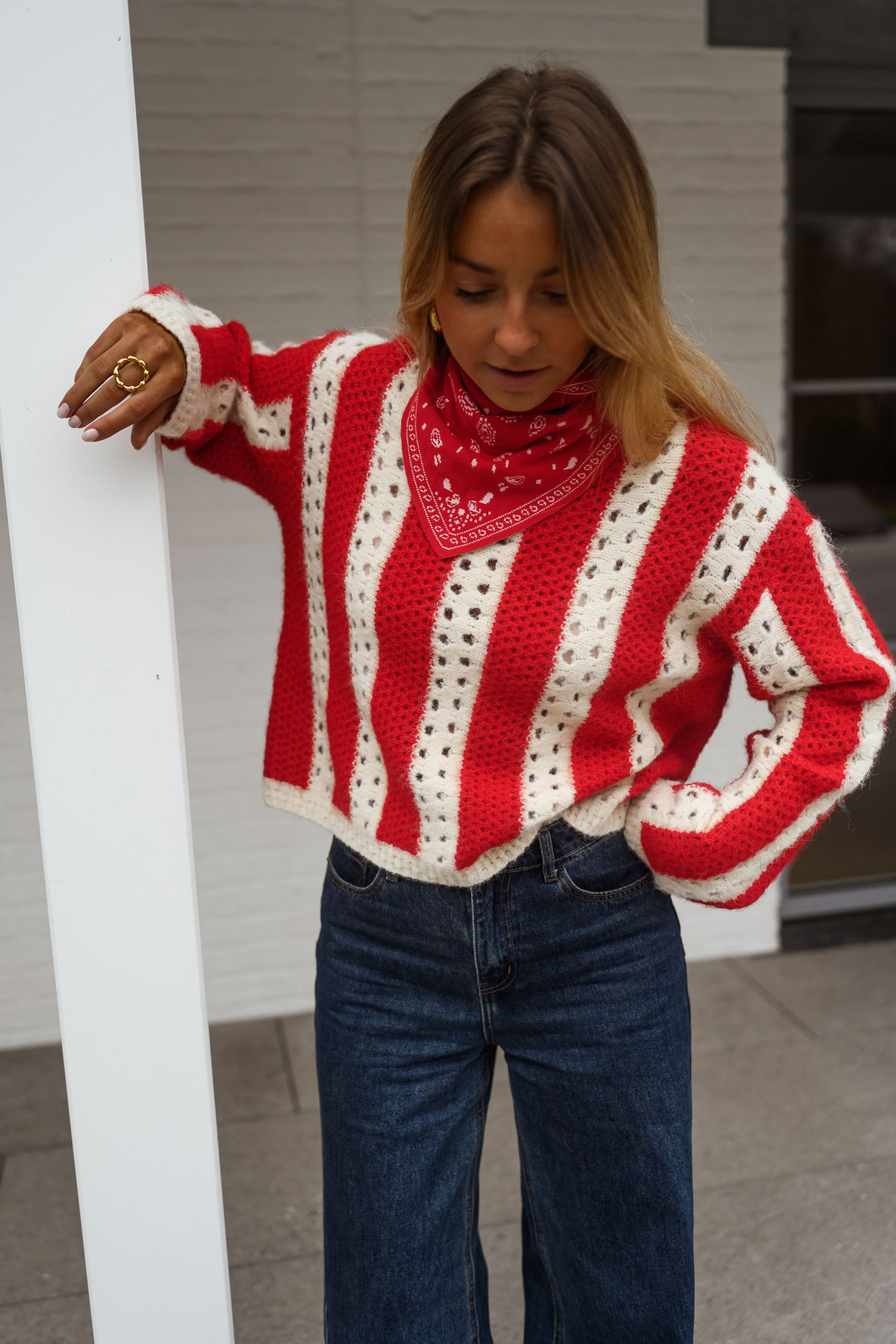 Red and Ecru Sage Sweater