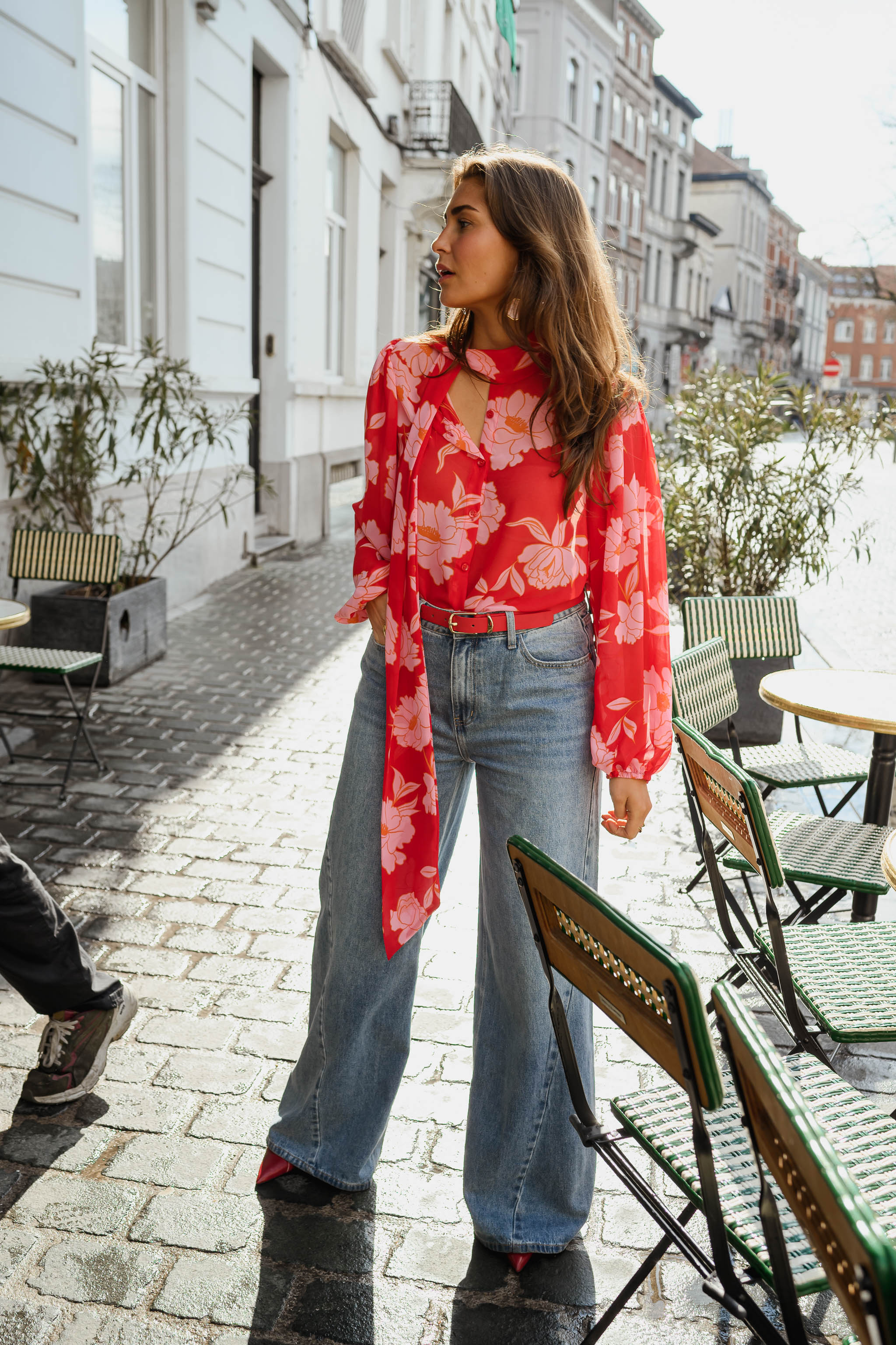 Red Patterned Georgina Blouse