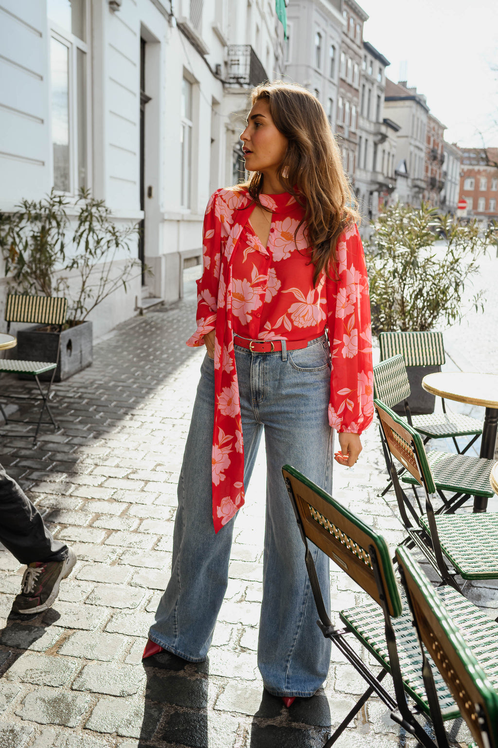 Red Patterned Georgina Blouse | Easy Clothes | Easy Clothes North America