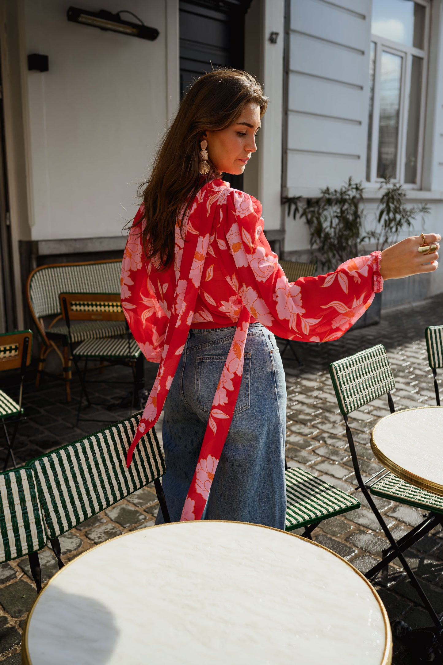 Red Patterned Georgina Blouse