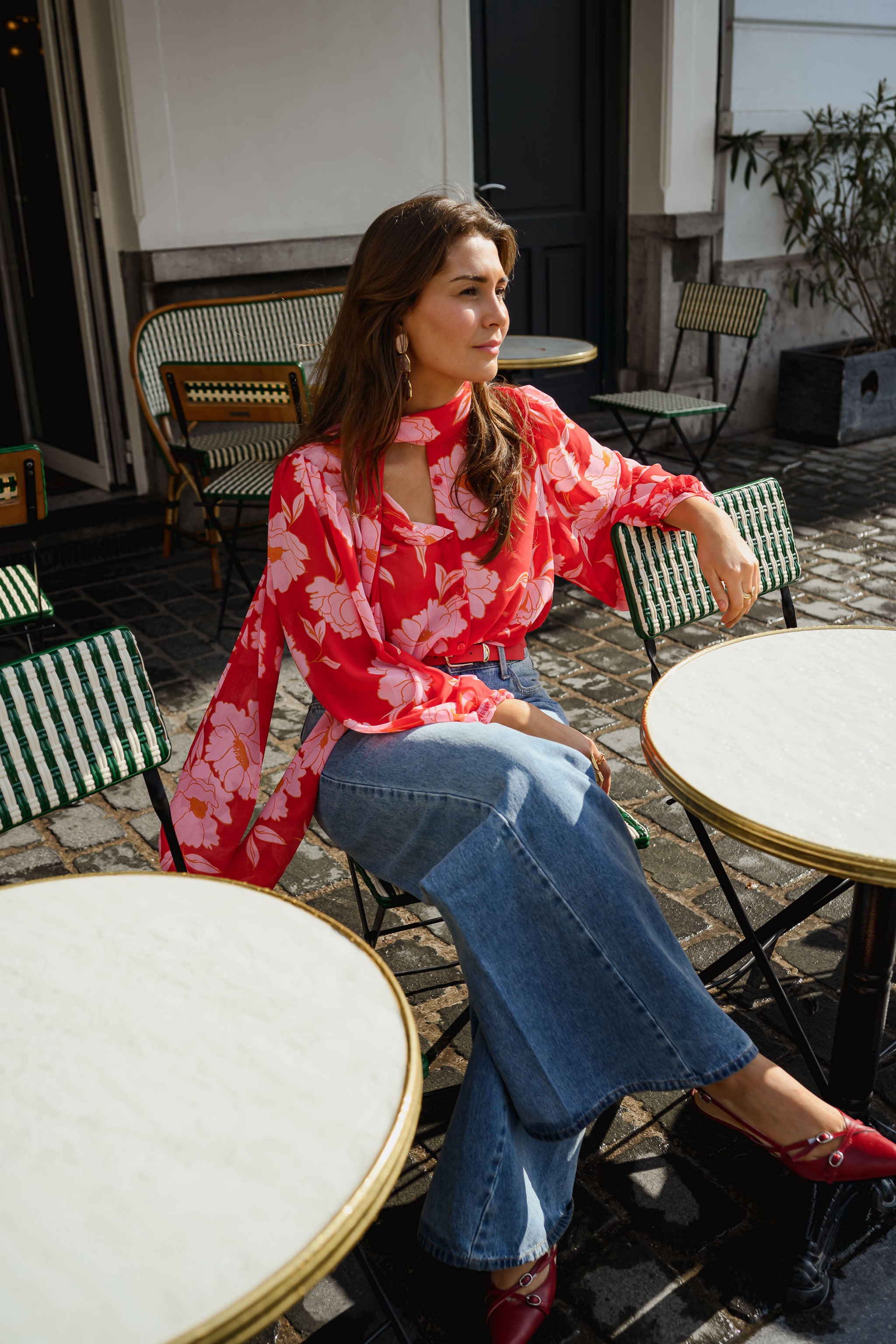 Red Patterned Georgina Blouse