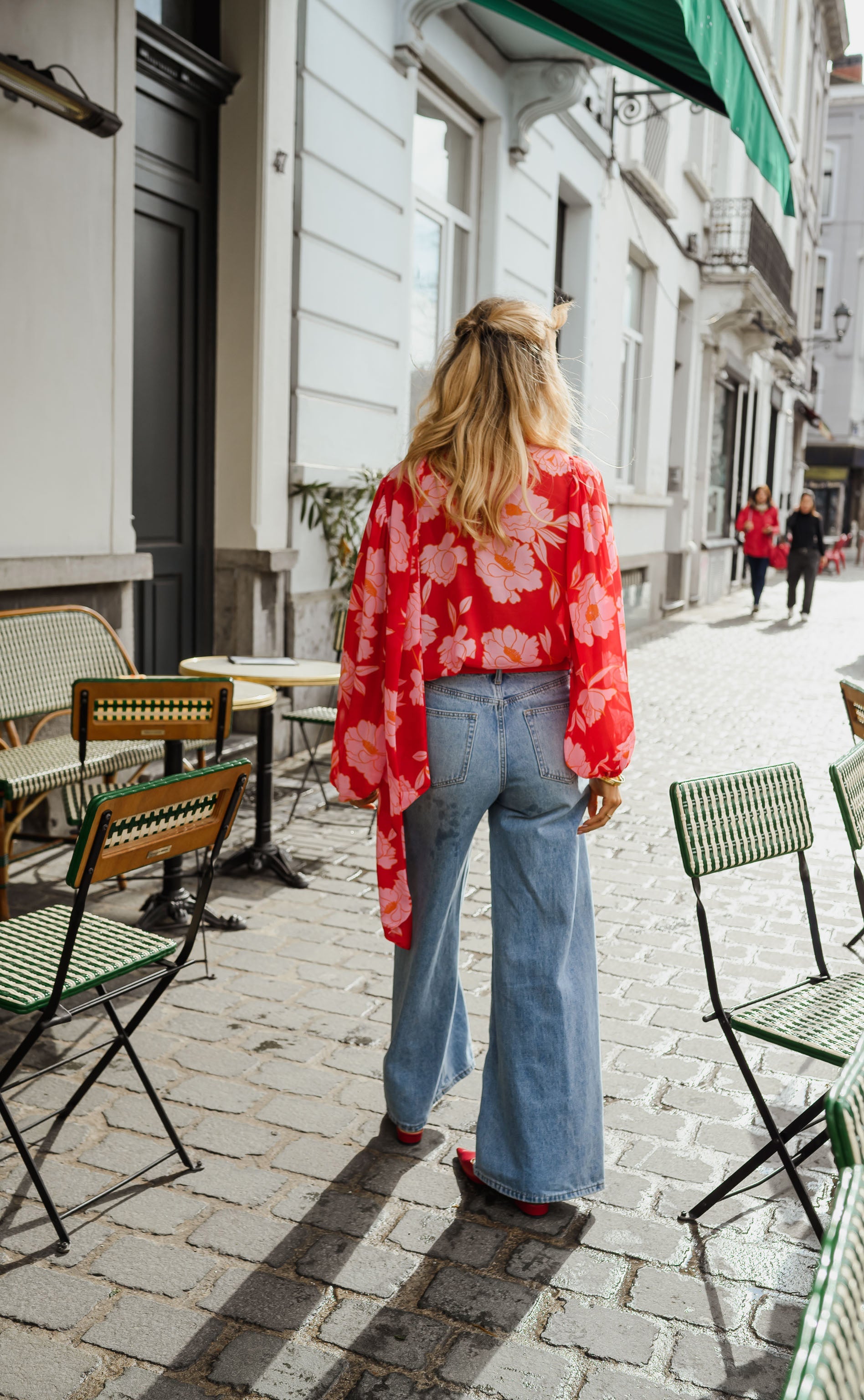 Red Patterned Georgina Blouse