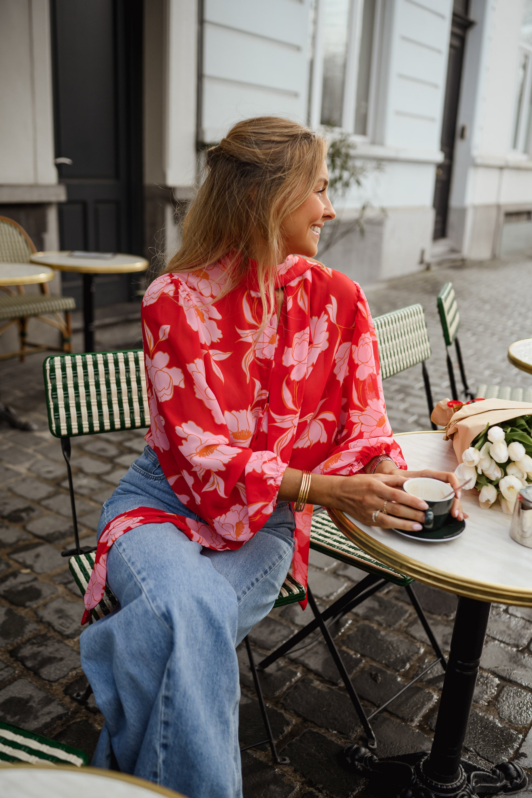 Red Patterned Georgina Blouse