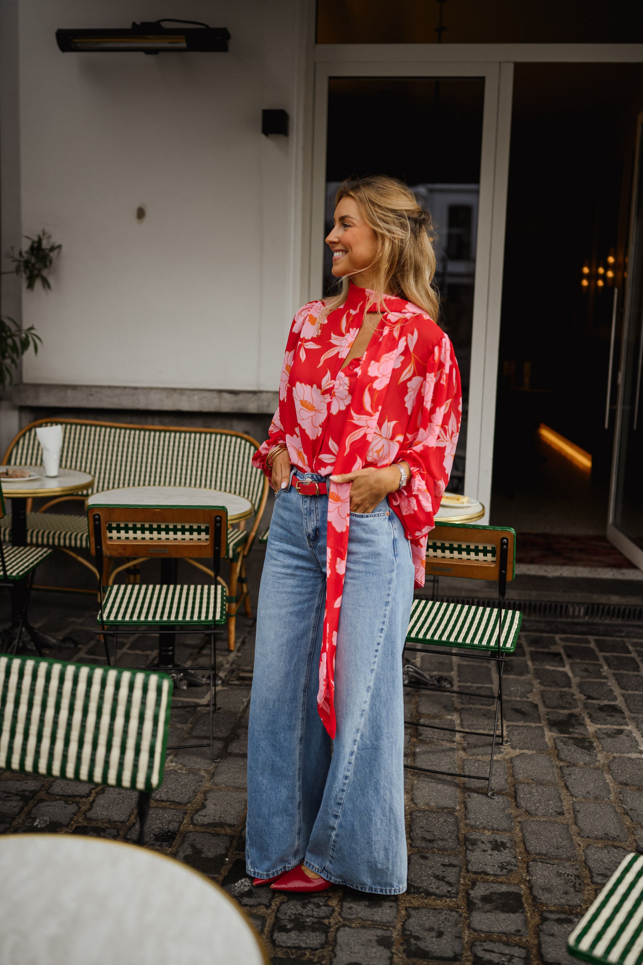 Red Patterned Georgina Blouse