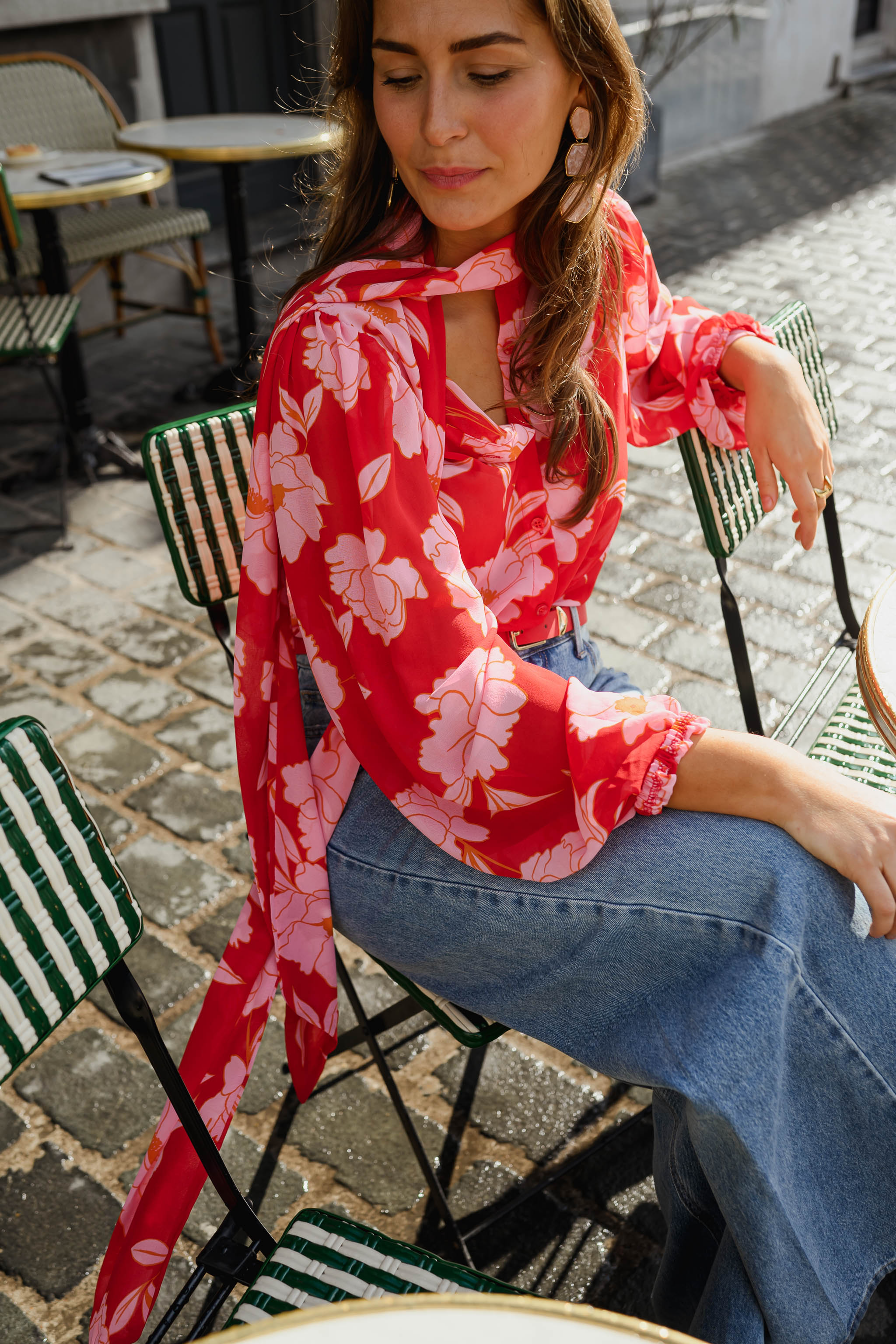 Red Patterned Georgina Blouse