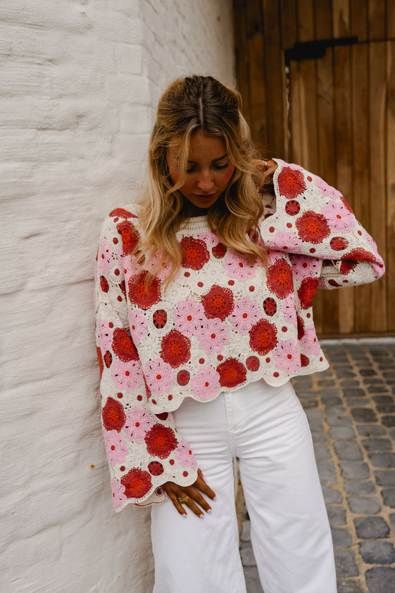 Pink And Red Crochet Tanja Blouse – Easy Clothes North America