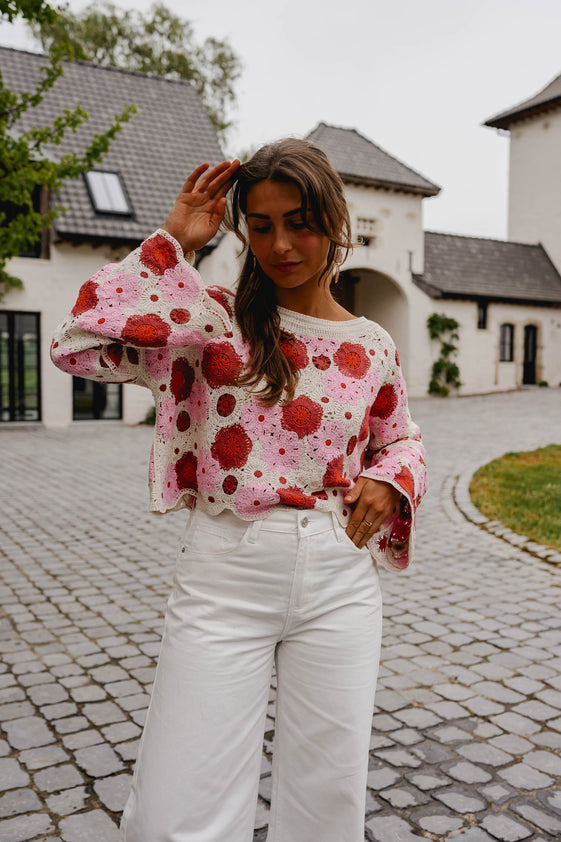 Pink And Red Crochet Tanja Blouse – Easy Clothes North America