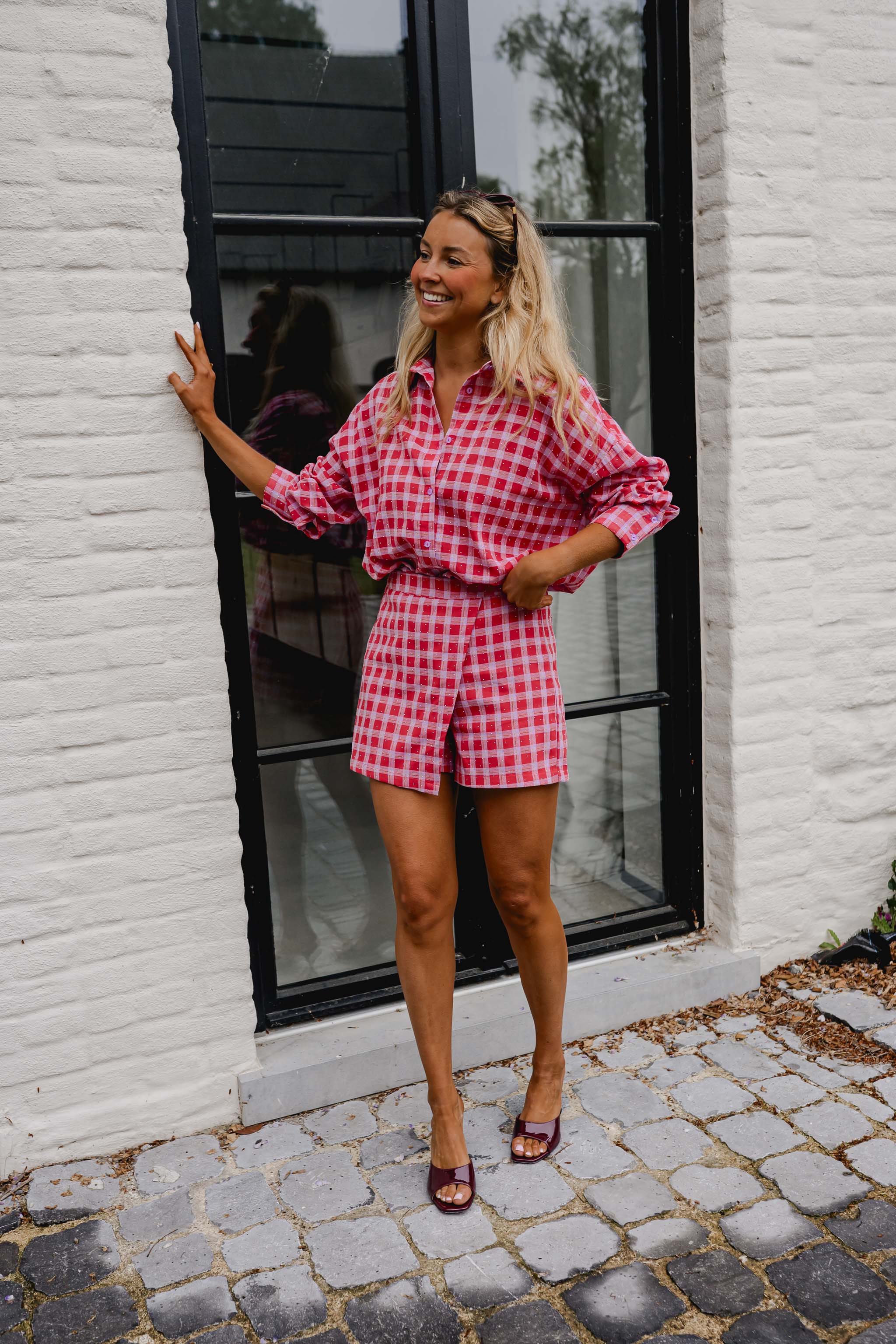 Red And Pink Plaid Dicki Shirt