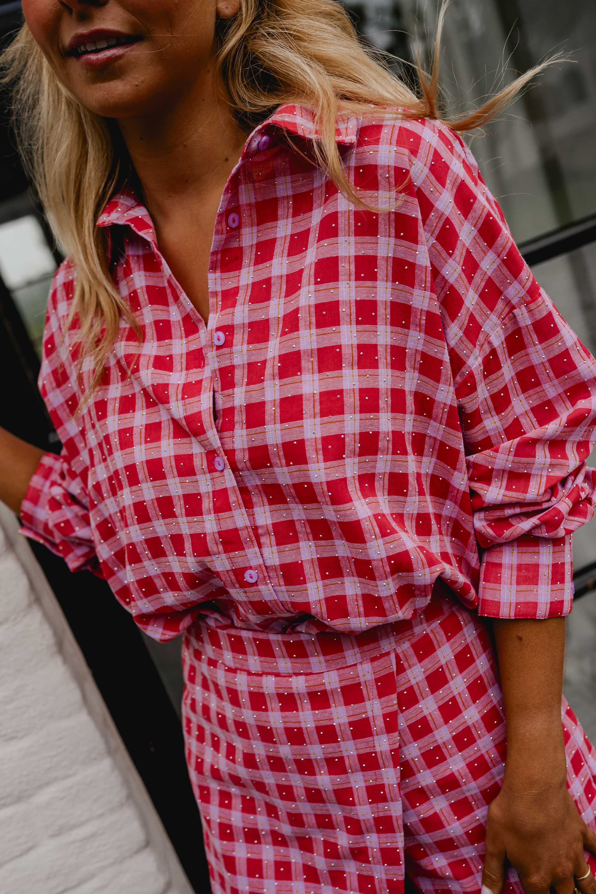 Red And Pink Plaid Dicki Shirt