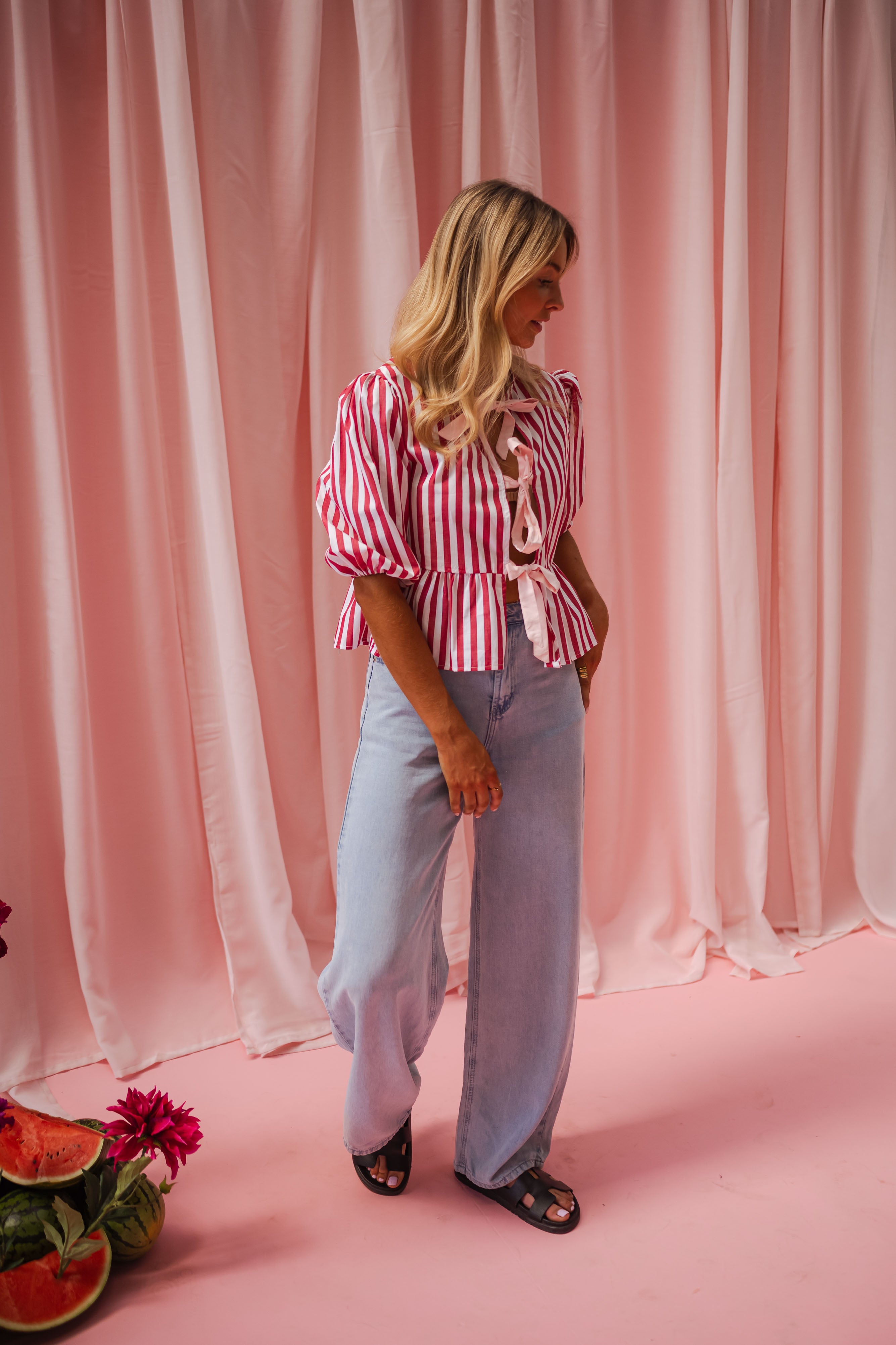 Red Striped Gillie Blouse