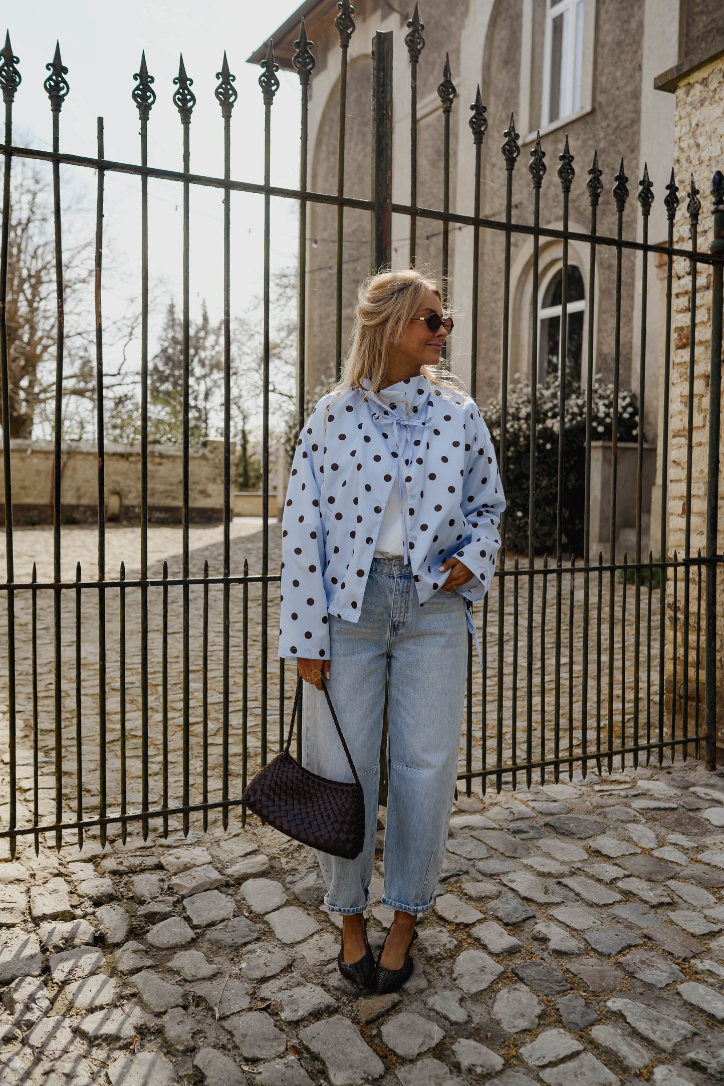 Sky Blue with Chocolate Polka Dot Medina Jacket