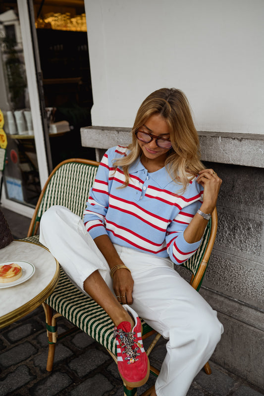 Sky Blue Striped Neva Polo