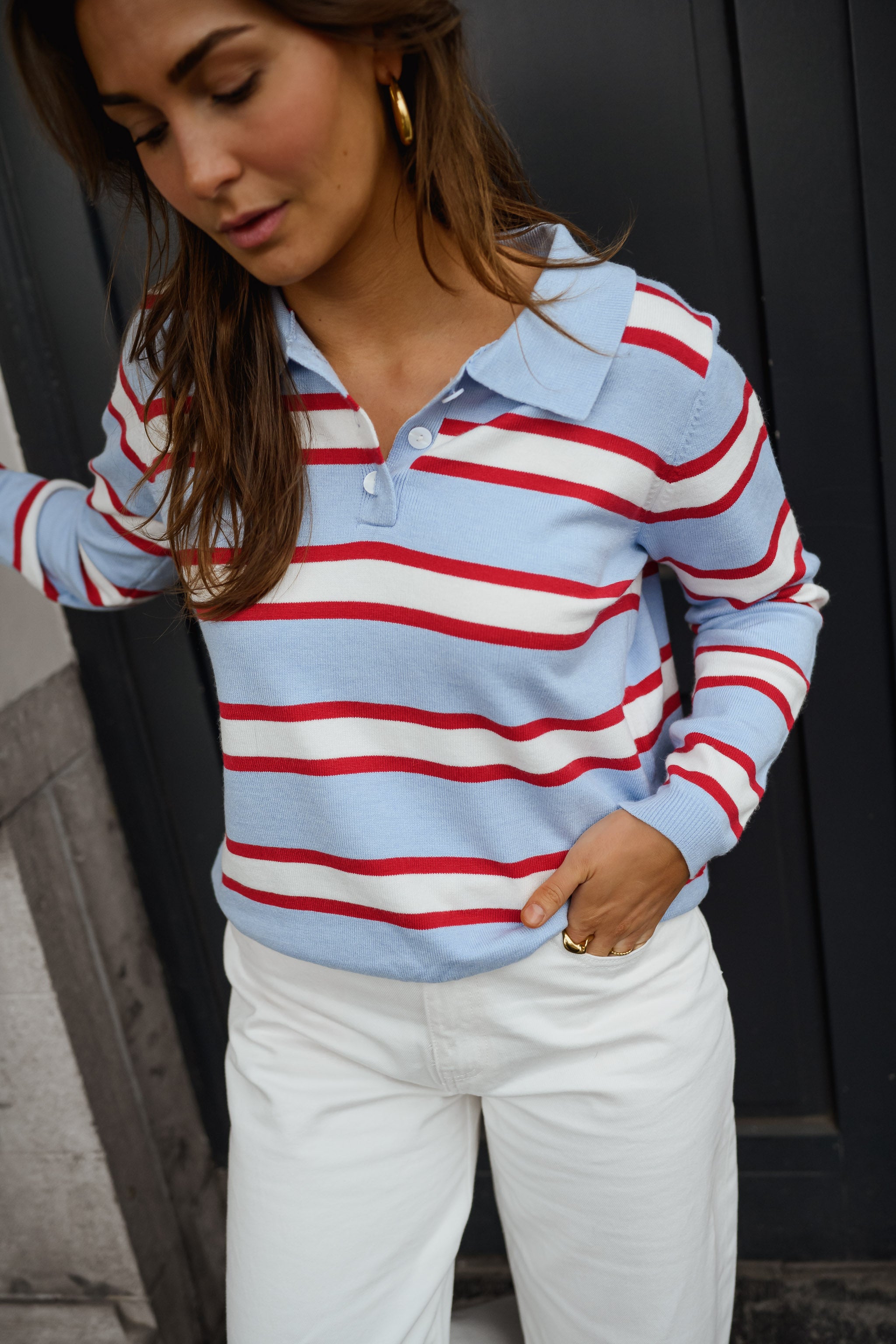 Sky Blue Striped Neva Polo