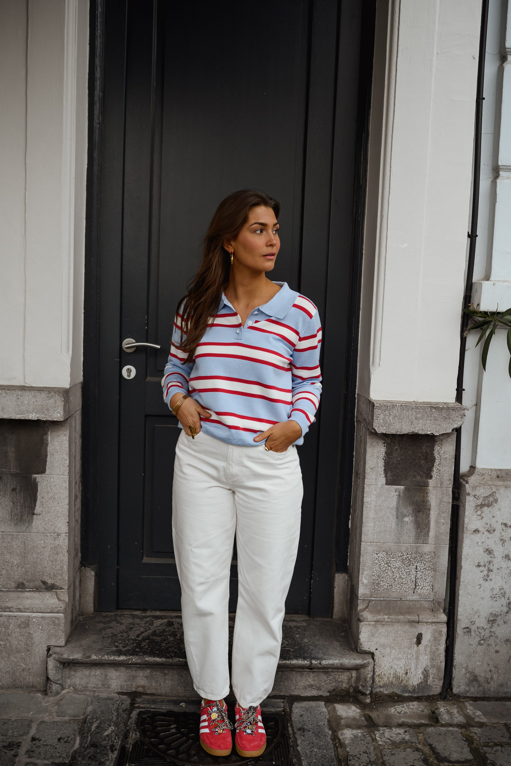 Sky Blue Striped Neva Polo