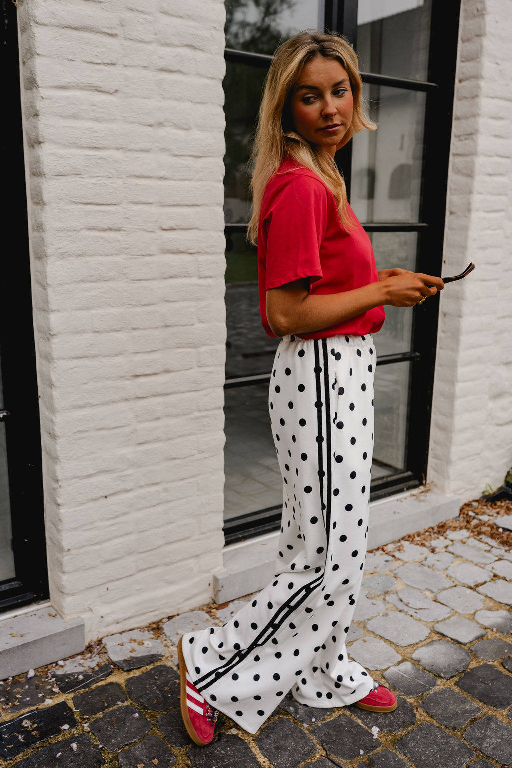 White Polka Dot Loosa Jogggers – Easy Clothes North America