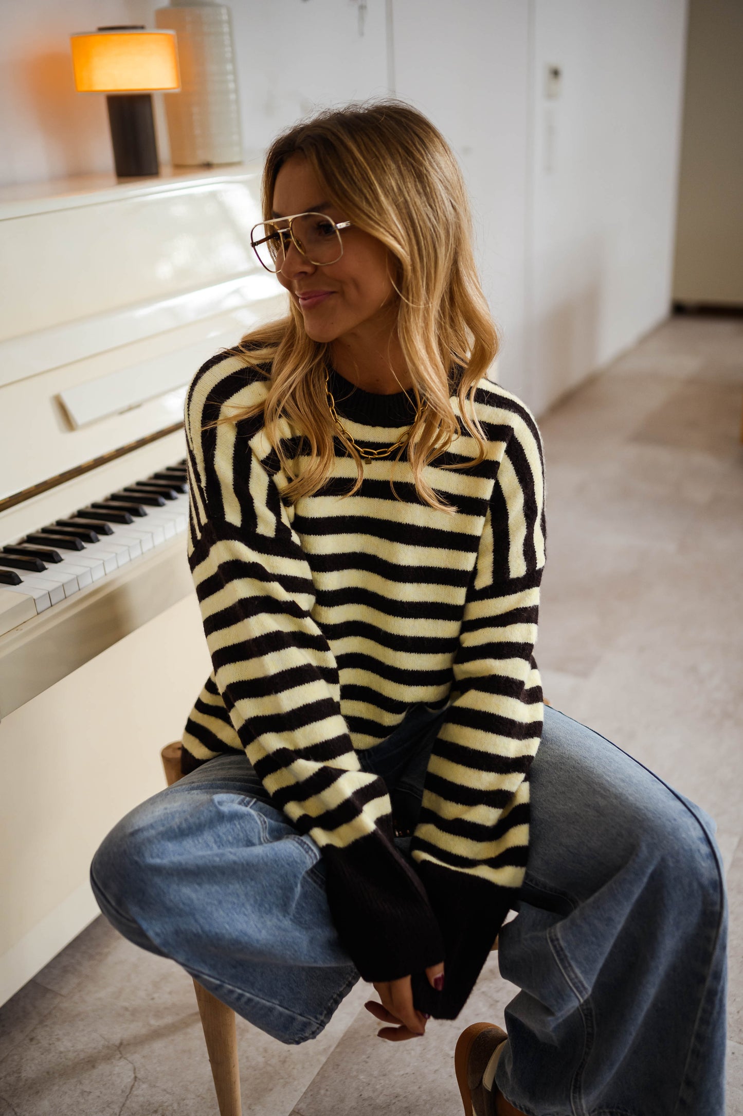 Yellow and Brown Emilie Sweater