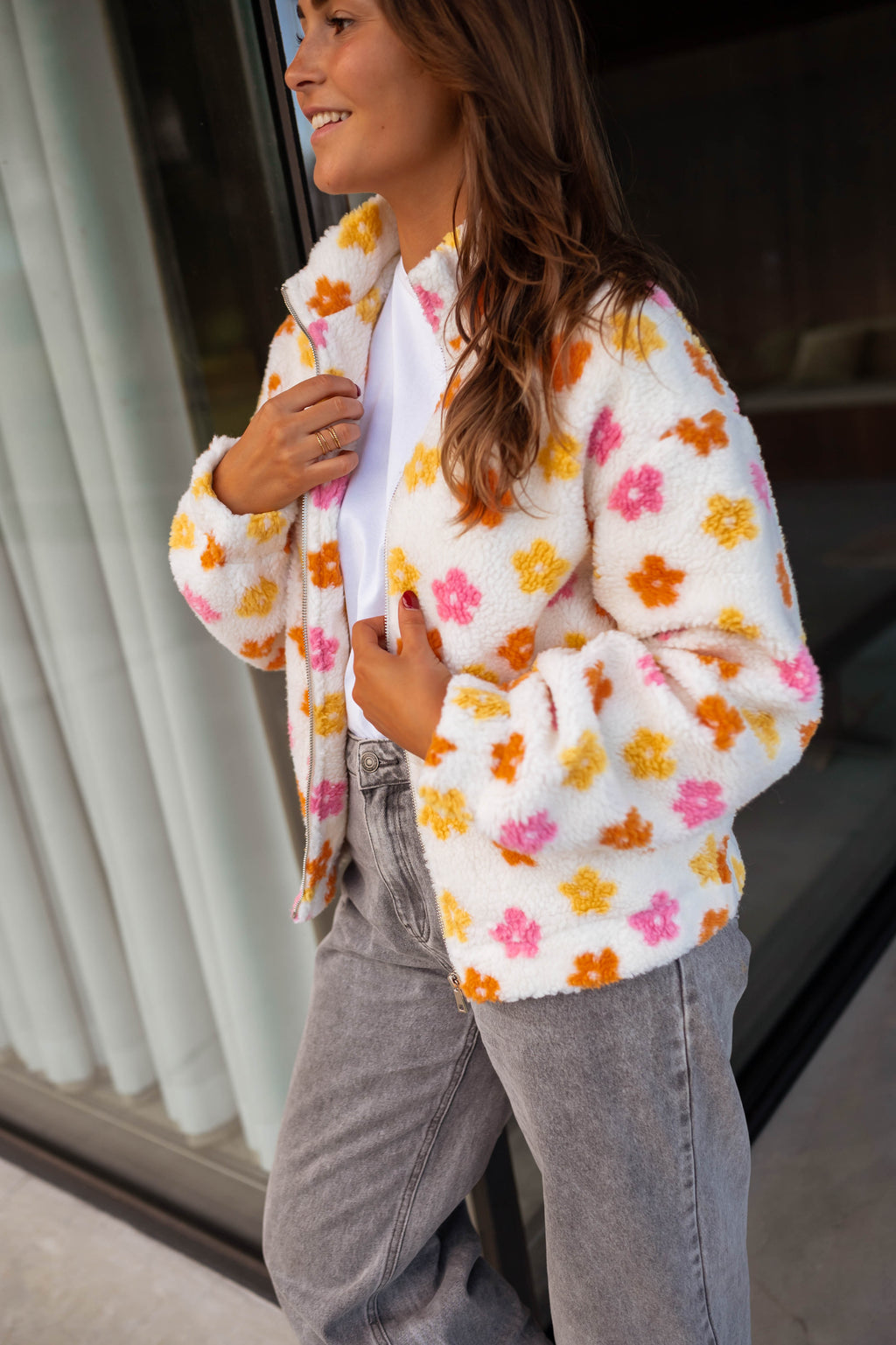 Ecru Floral Danilo Polar Fleece Jacket – Easy Clothes North America
