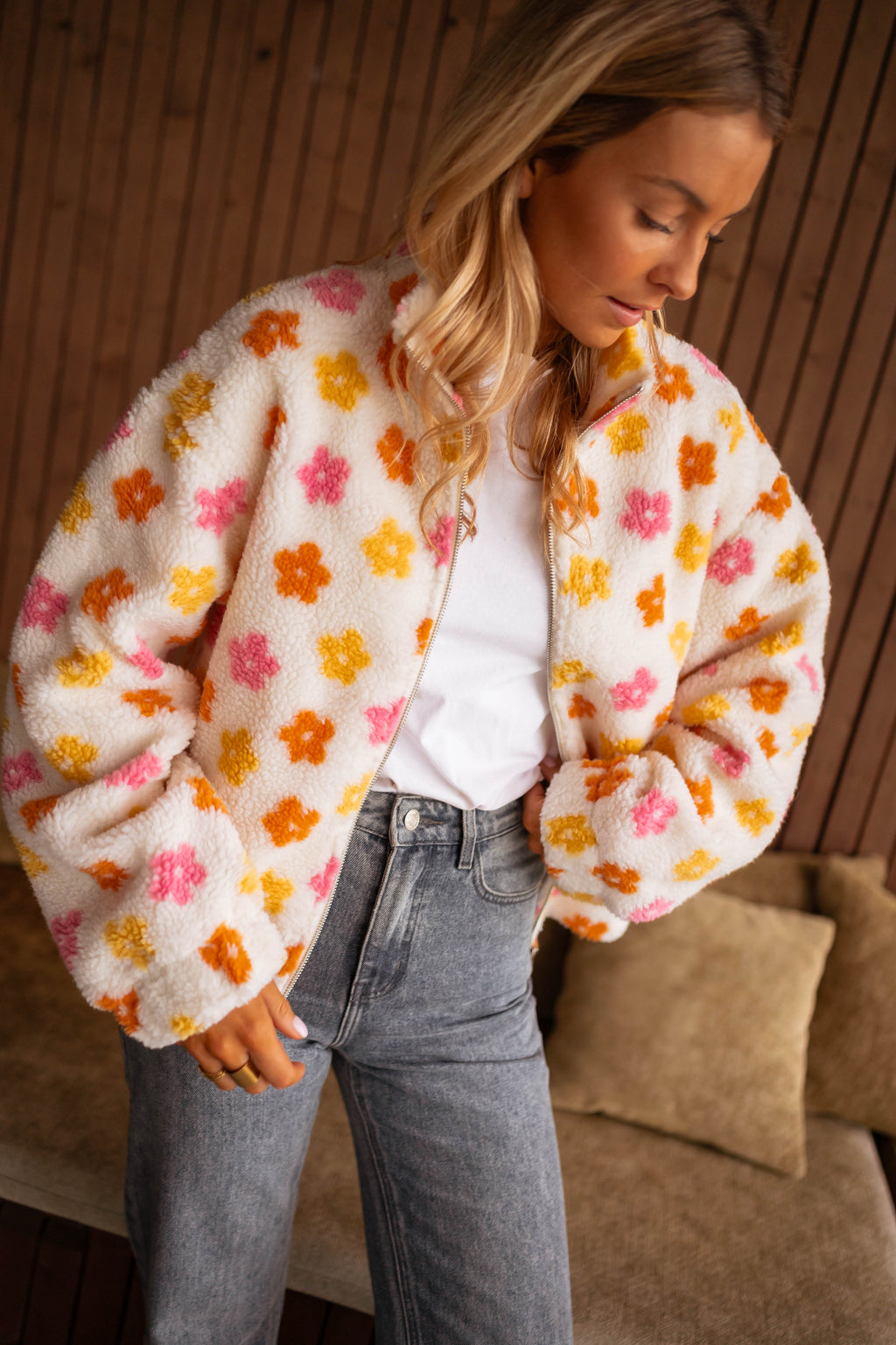 Ecru Floral Danilo Polar Fleece Jacket – Easy Clothes North America