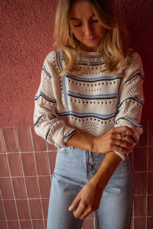 Ecru Striped Moha Sweater