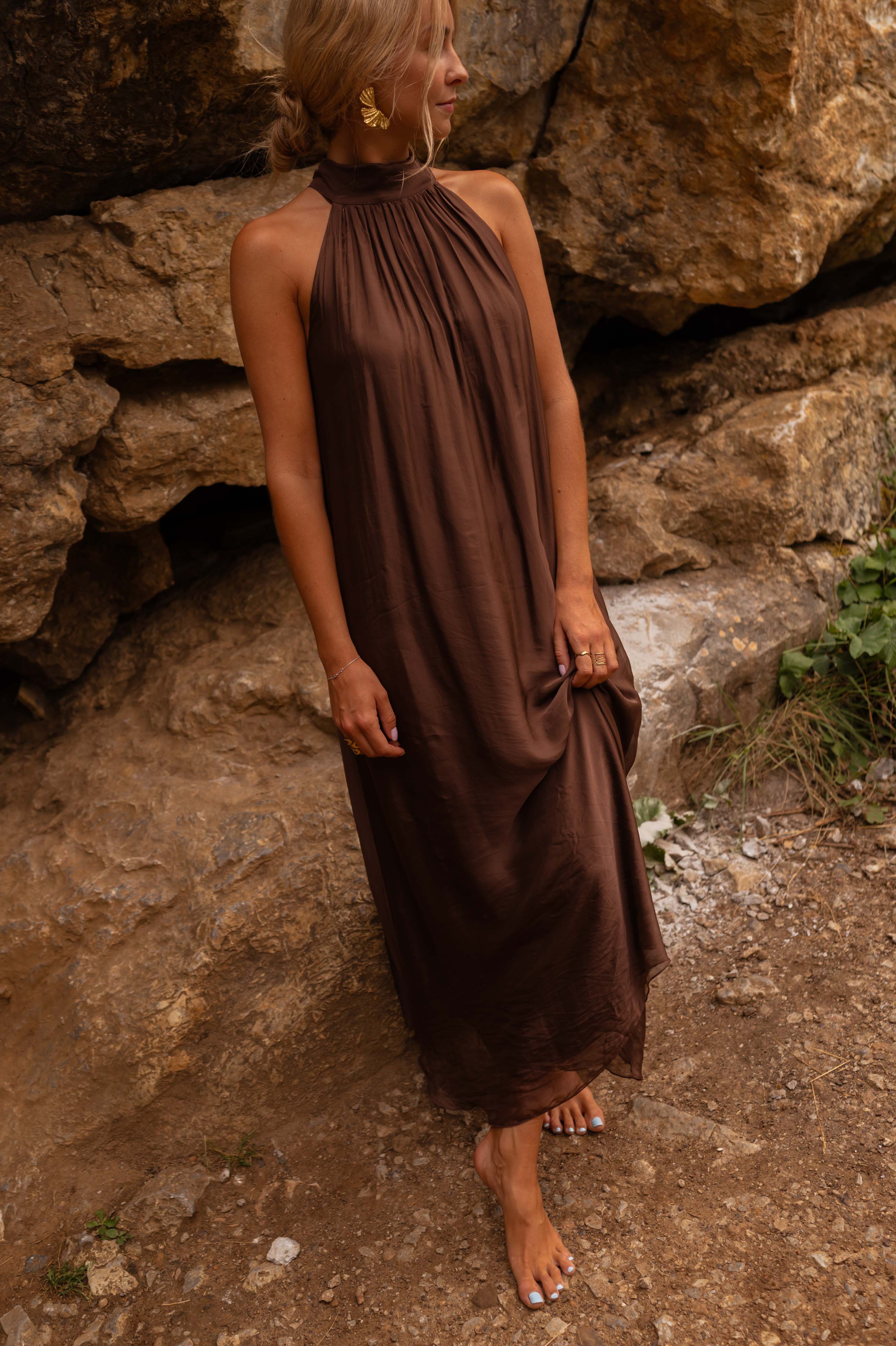 Chocolate Silk Thea Dress