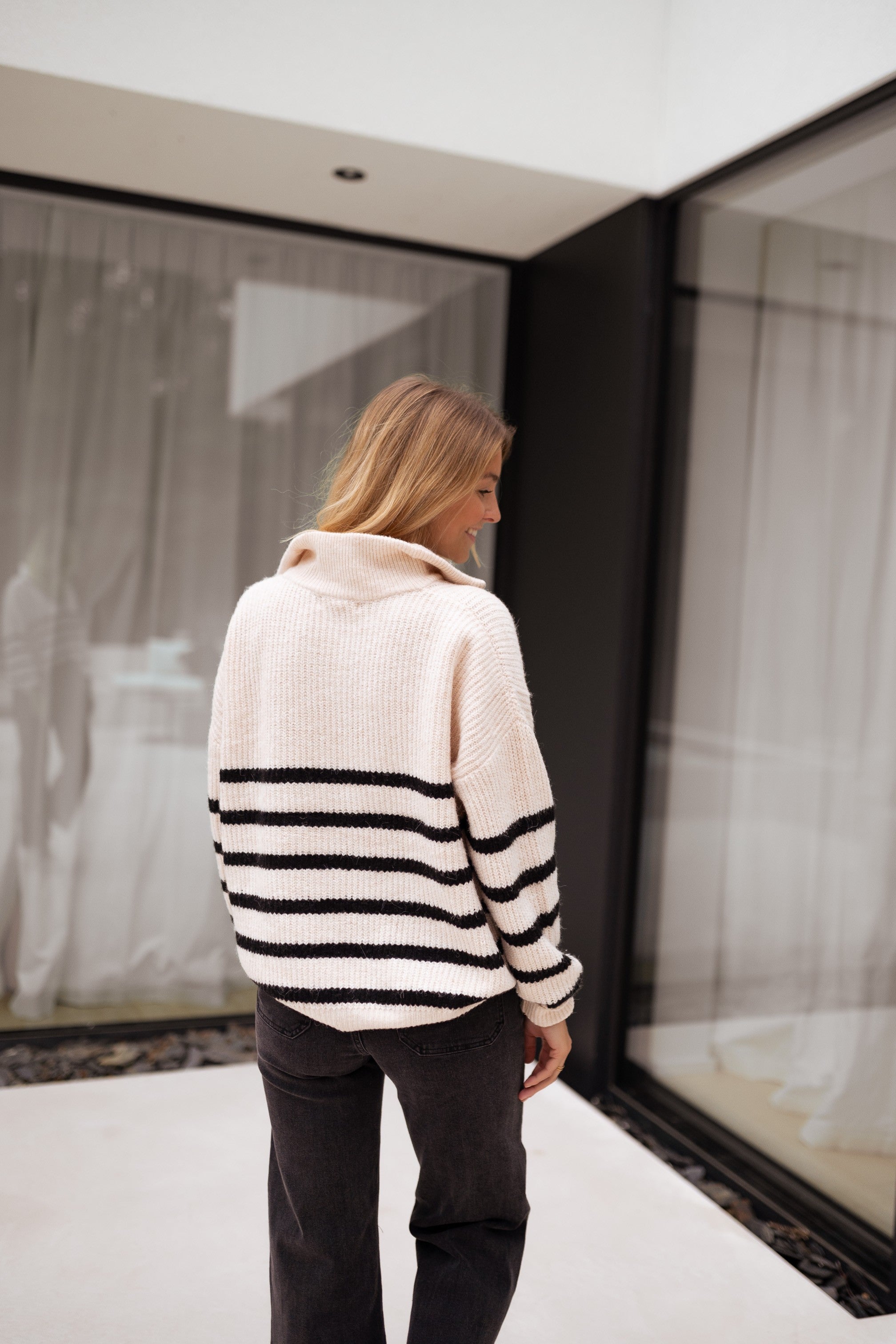 Ecru striped Lelio Sweater - Easy Clothes North America