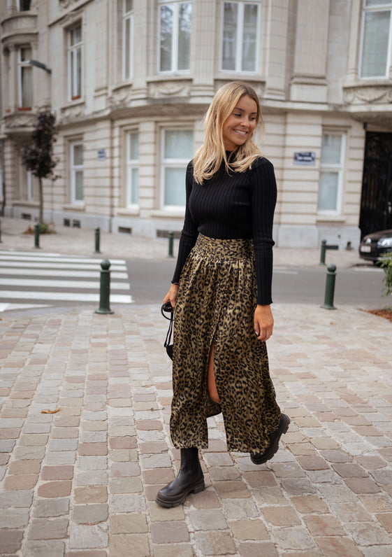 Khaki Leopard Print Rosalie Skirt