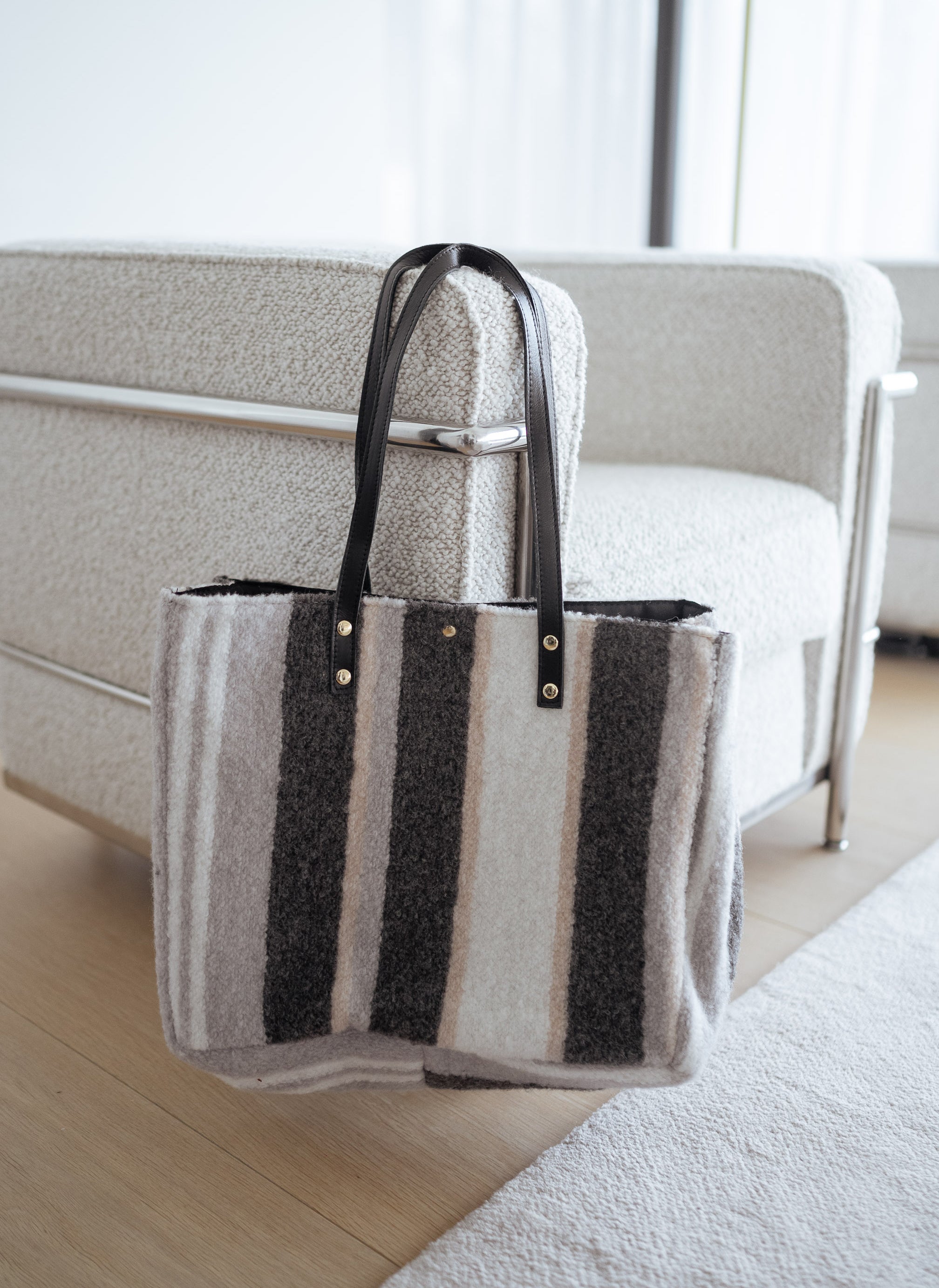 Grey Leah Striped Bag