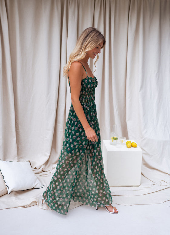 Green Patterned Opera Dress